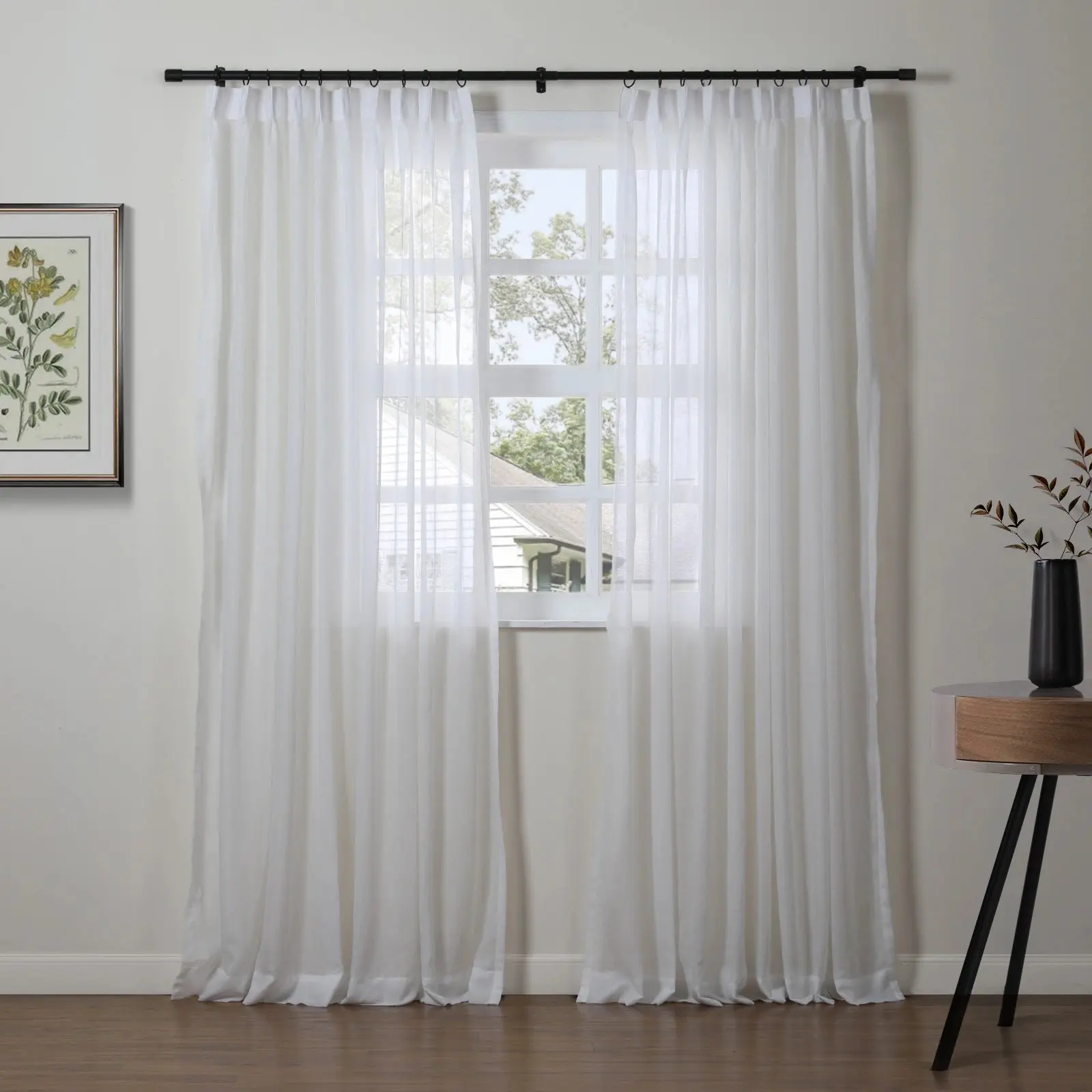 Florida Embossed White Semi Sheer Curtain Pleated - Image 37