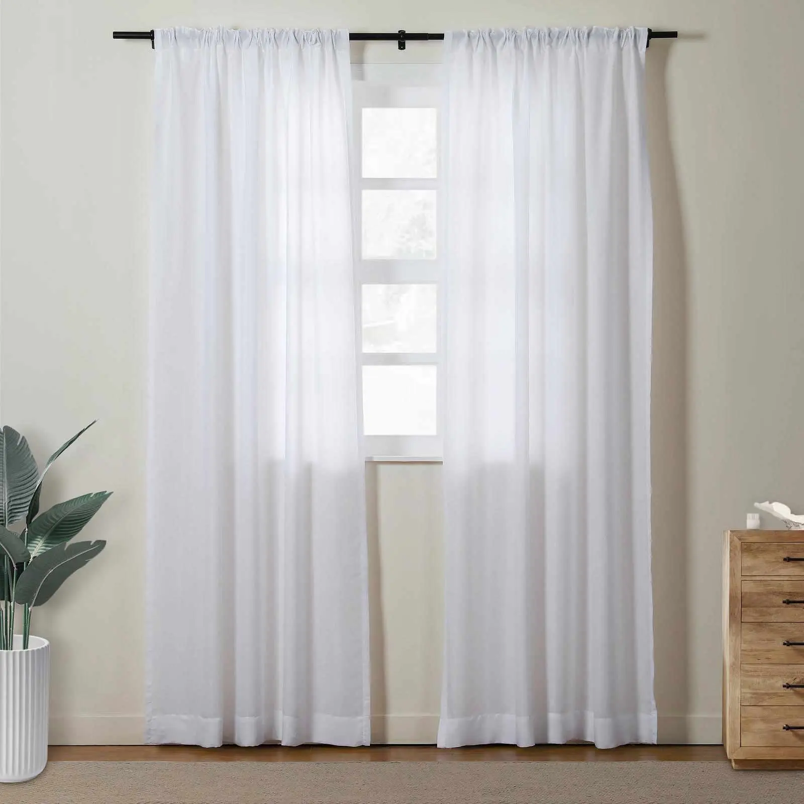 Florida Embossed White Semi Sheer Curtain Soft Top - Image 11