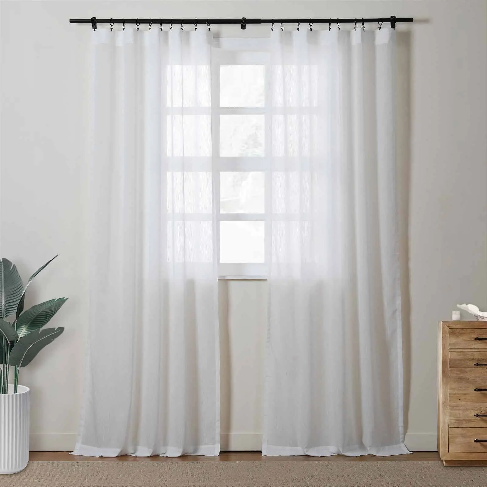Florida Embossed White Semi Sheer Curtain Soft Top - Image 13
