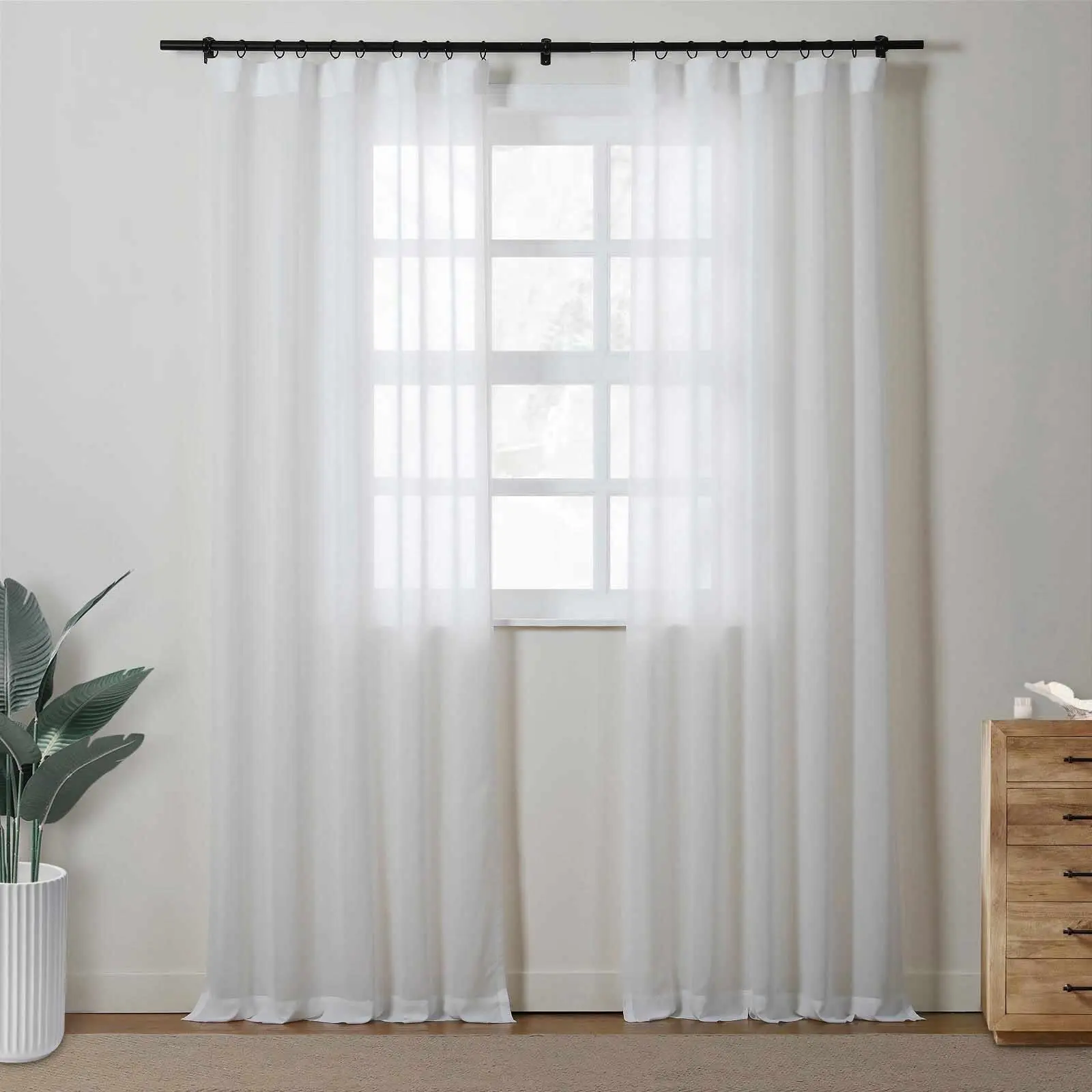 Florida Embossed White Semi Sheer Curtain Soft Top - Image 14
