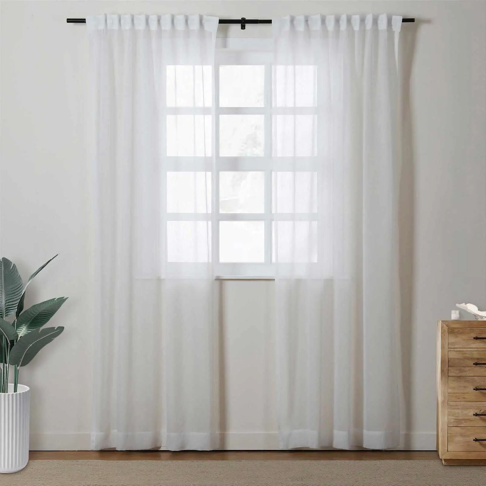 Florida Embossed White Semi Sheer Curtain Soft Top - Image 15