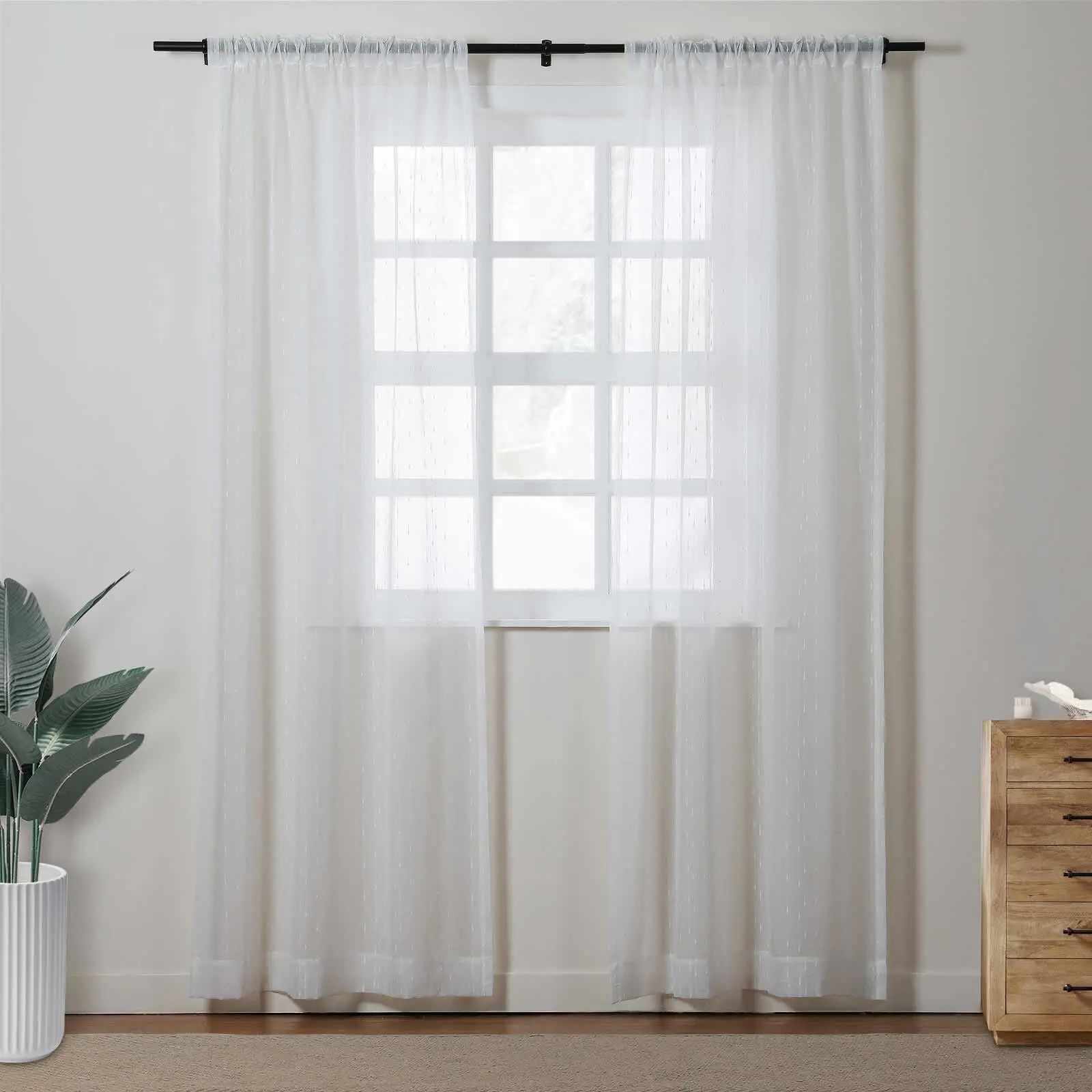 Florida Embossed White Semi Sheer Curtain Soft Top - Image 16