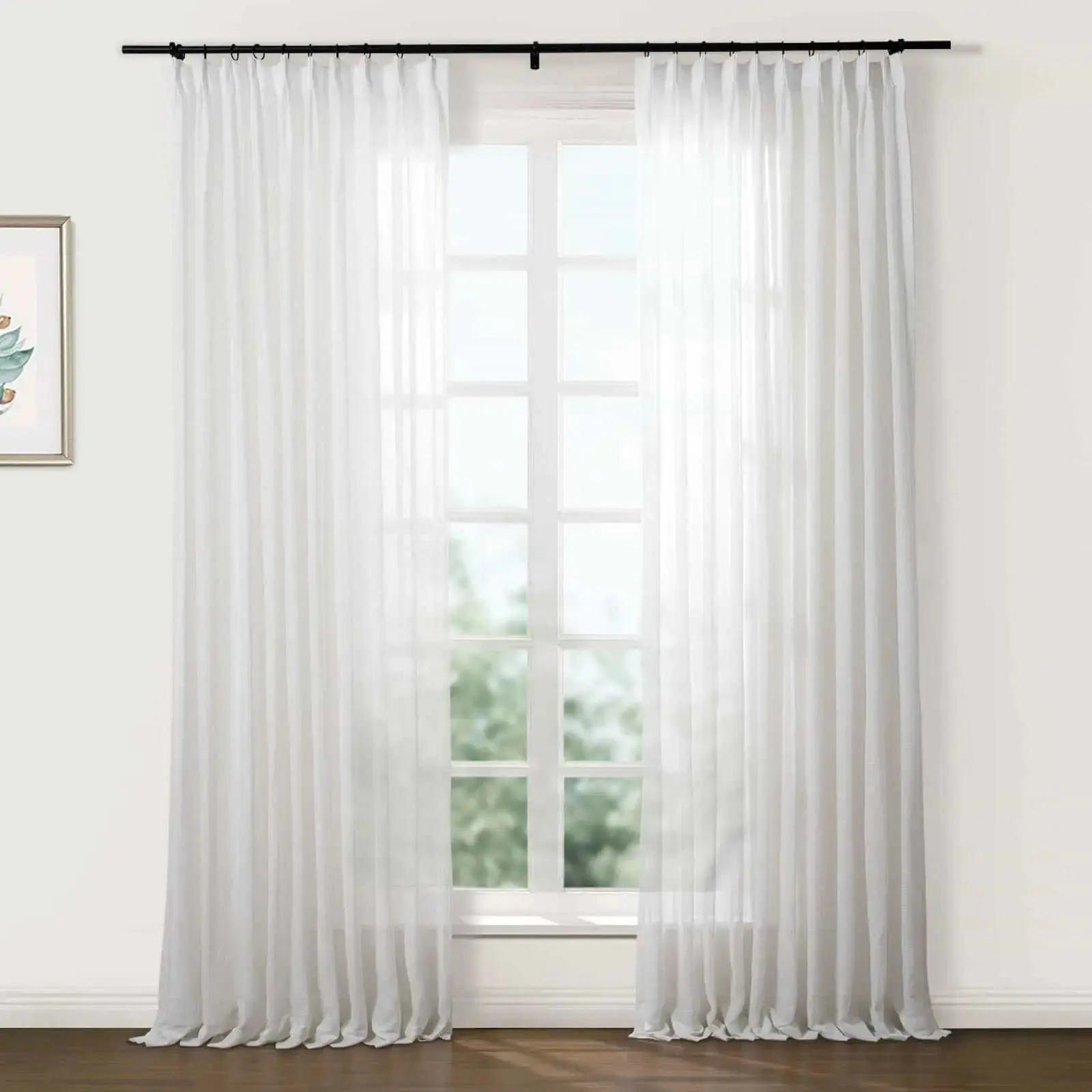 Flynn Airy Lightweight Sheer Curtain Pleated - Image 15
