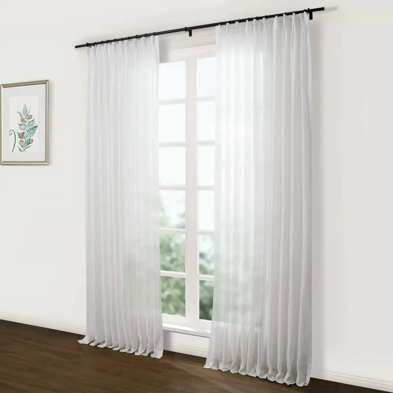Flynn Airy Lightweight Sheer Curtain Pleated - Image 16