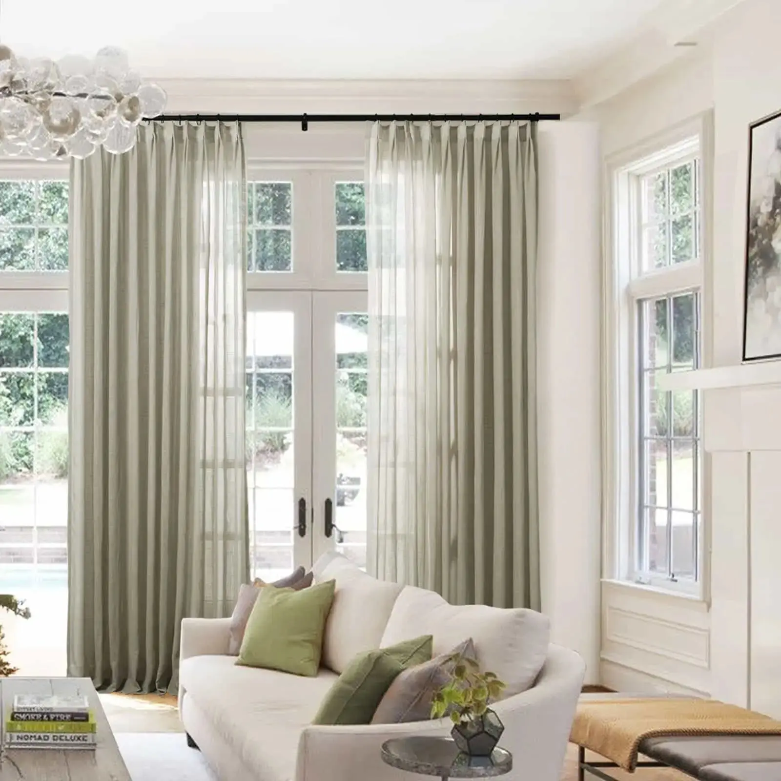Flynn Airy Lightweight Sheer Curtain Pleated - Image 43