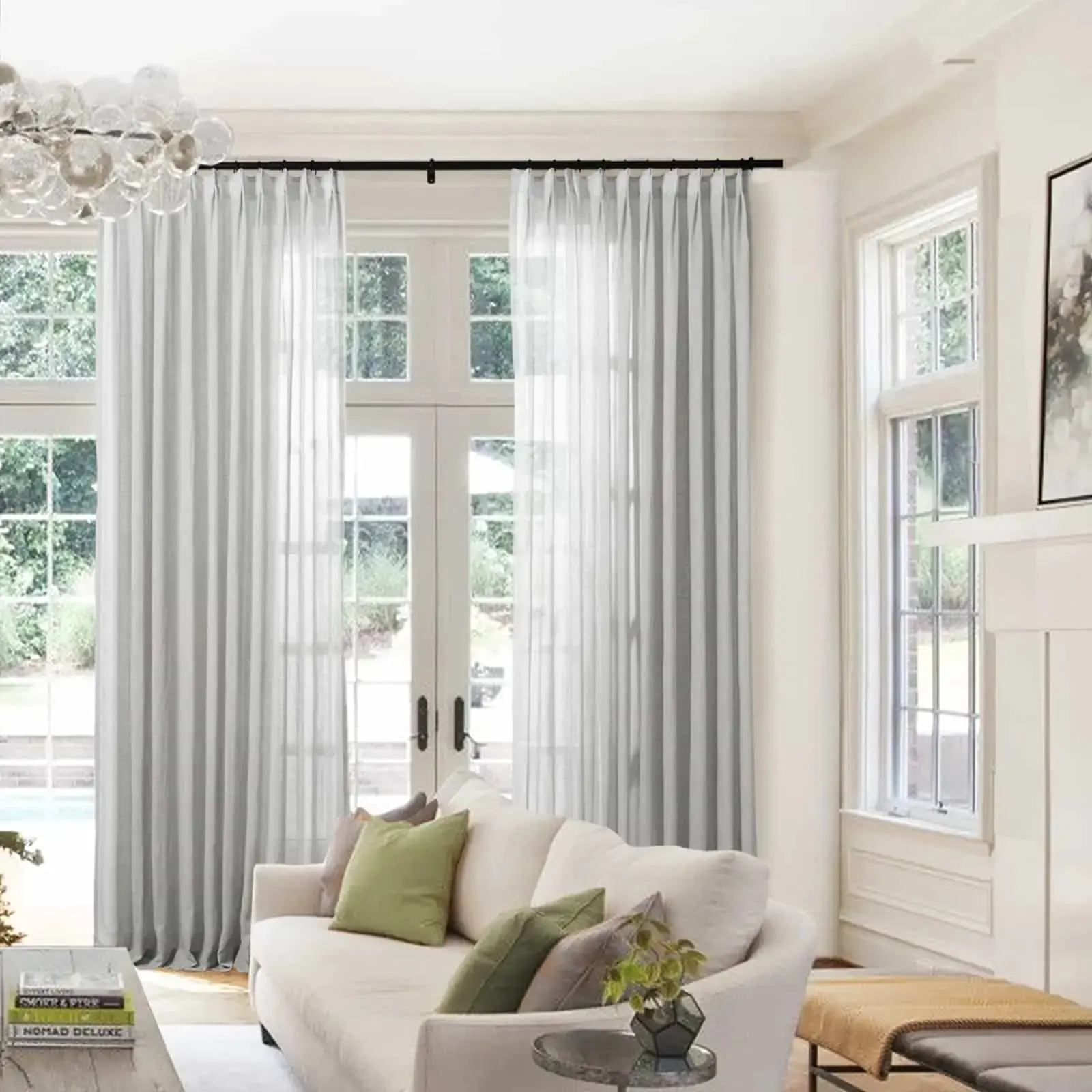 Flynn Airy Lightweight Sheer Curtain Pleated - Image 33