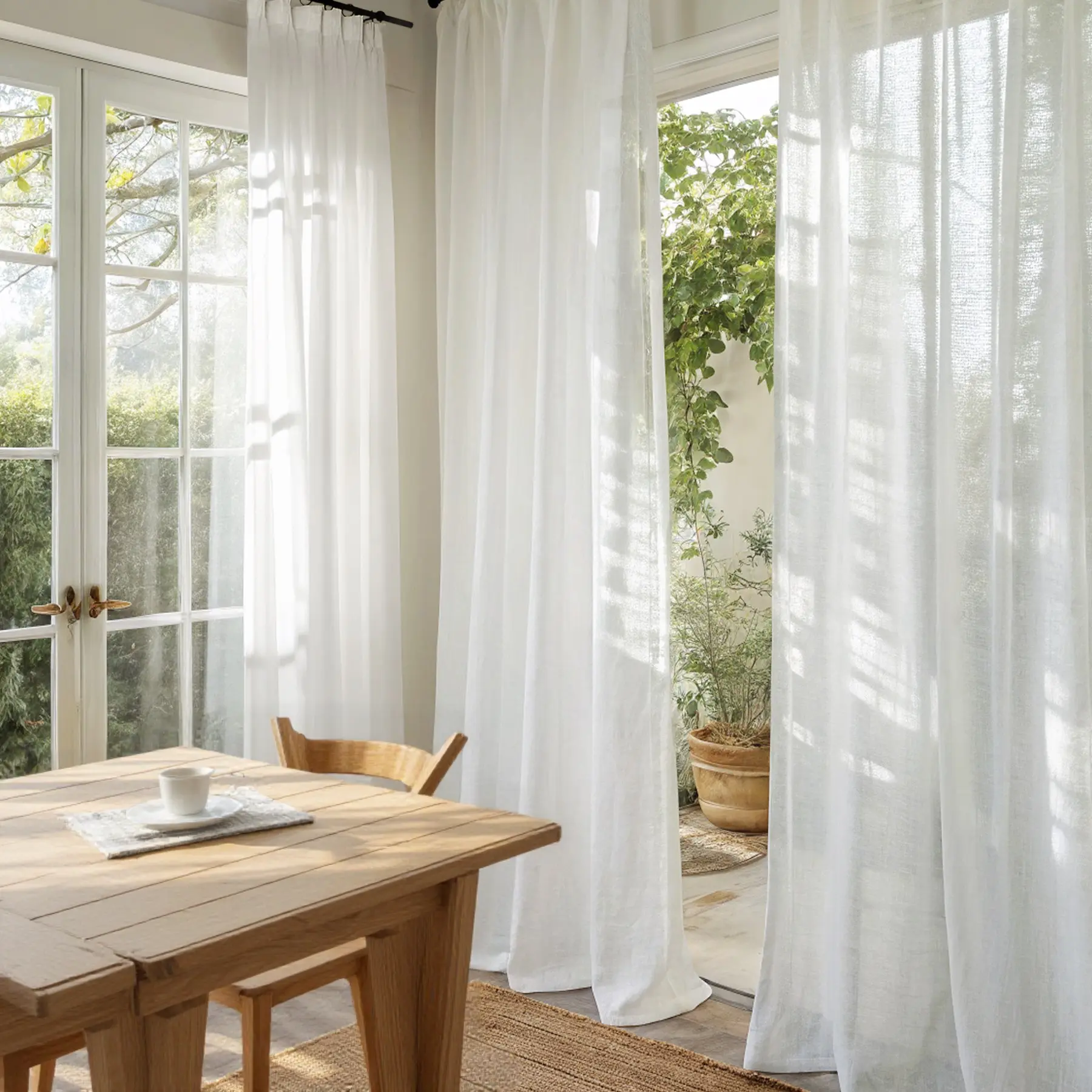 Flynn Airy Lightweight Sheer Curtain Pleated - Image 4