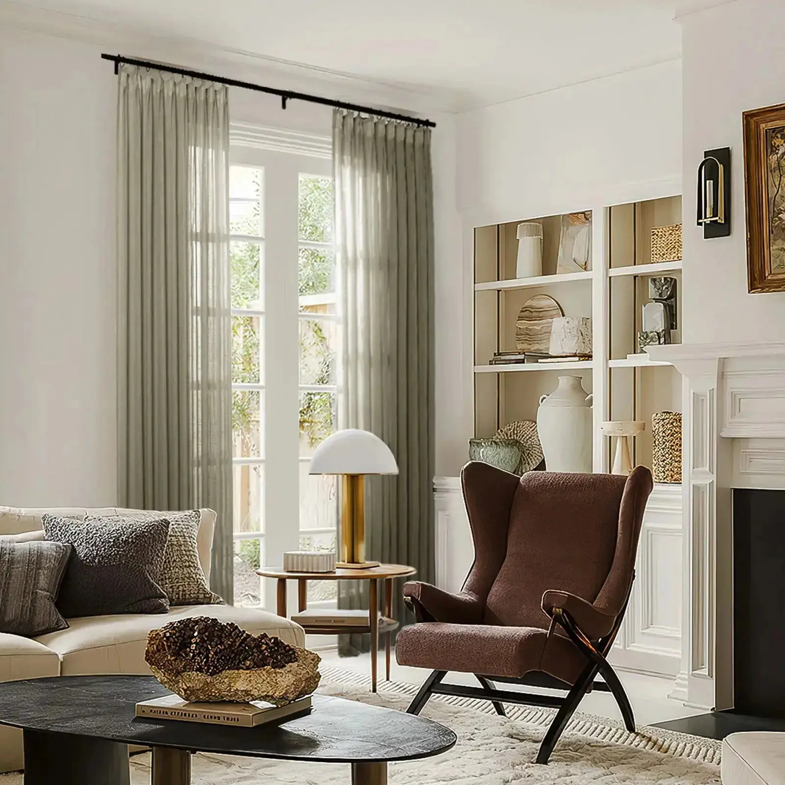 Flynn Airy Lightweight Sheer Curtain Pleated - Image 38