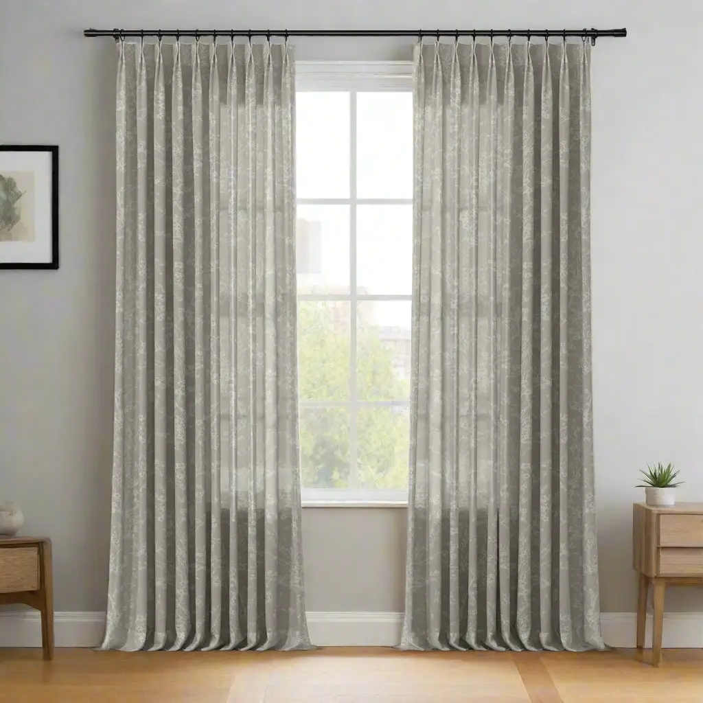 Freya Linen Semi Sheer Jacquard Curtains Pleated - Image 15