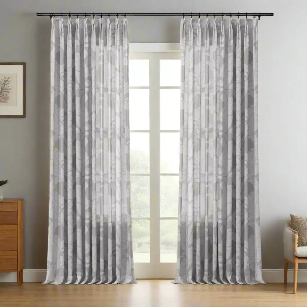 Freya Linen Semi Sheer Jacquard Curtains Pleated - Image 32