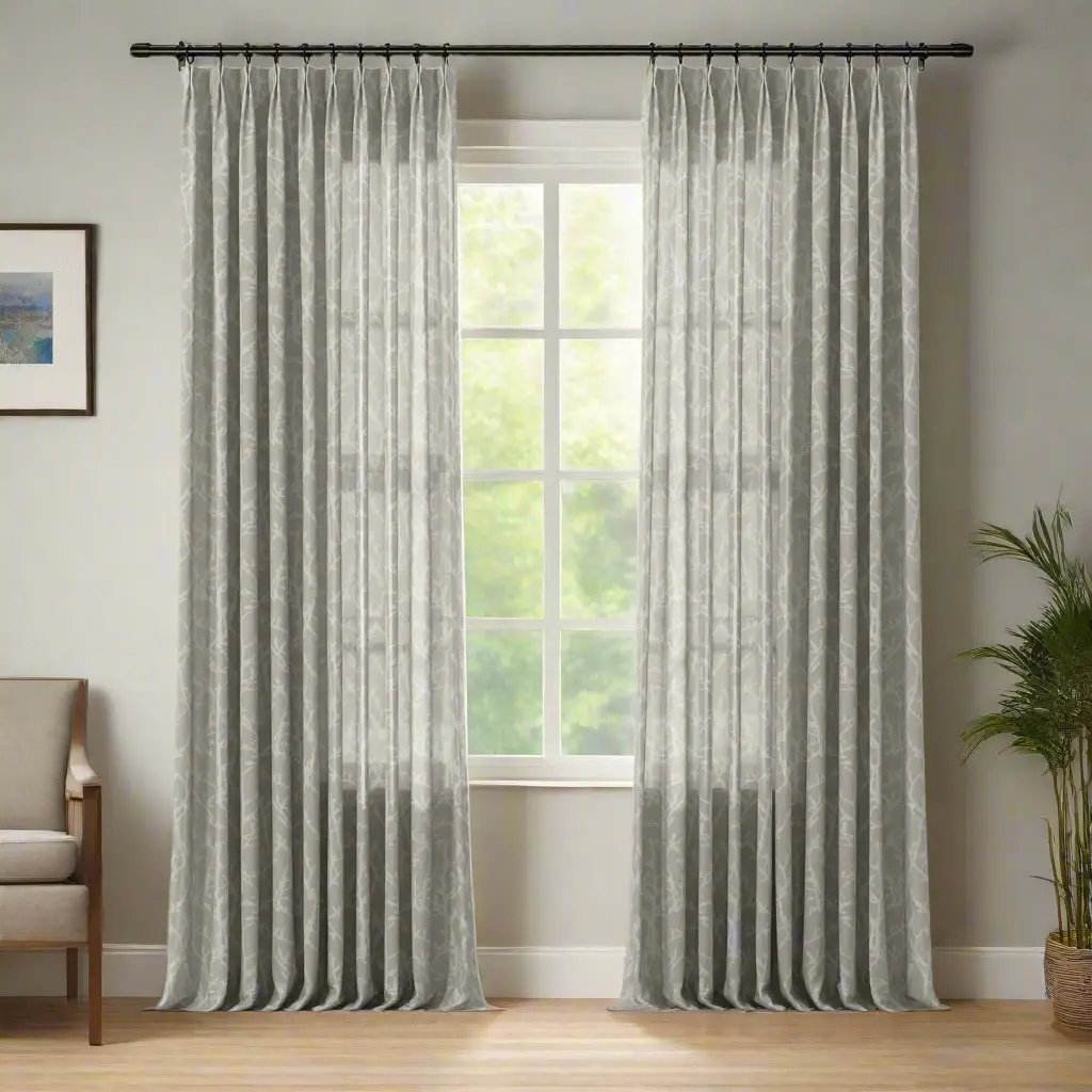 Freya Linen Semi Sheer Jacquard Curtains Pleated - Image 6