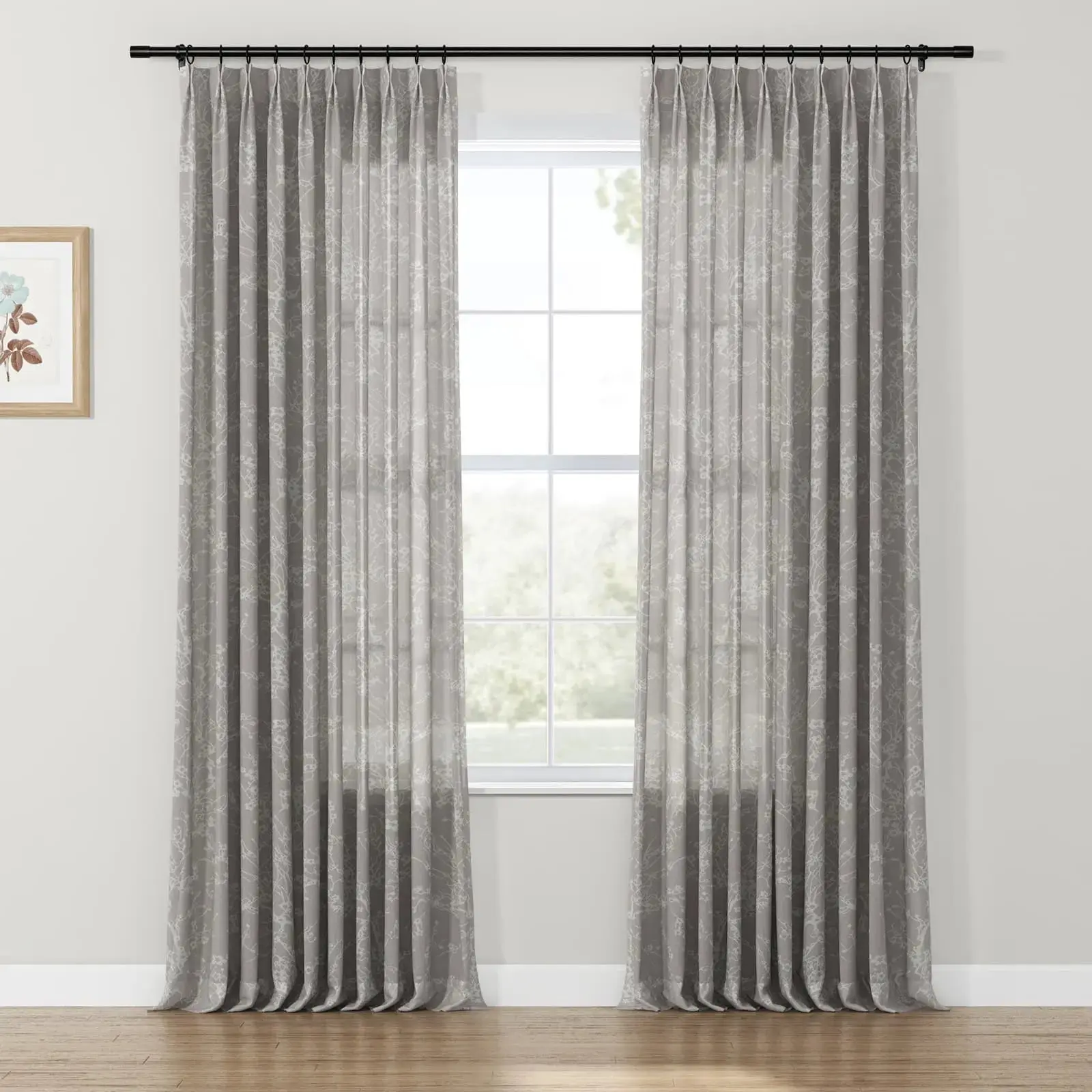 Freya Linen Semi Sheer Jacquard Curtains Pleated - Image 7