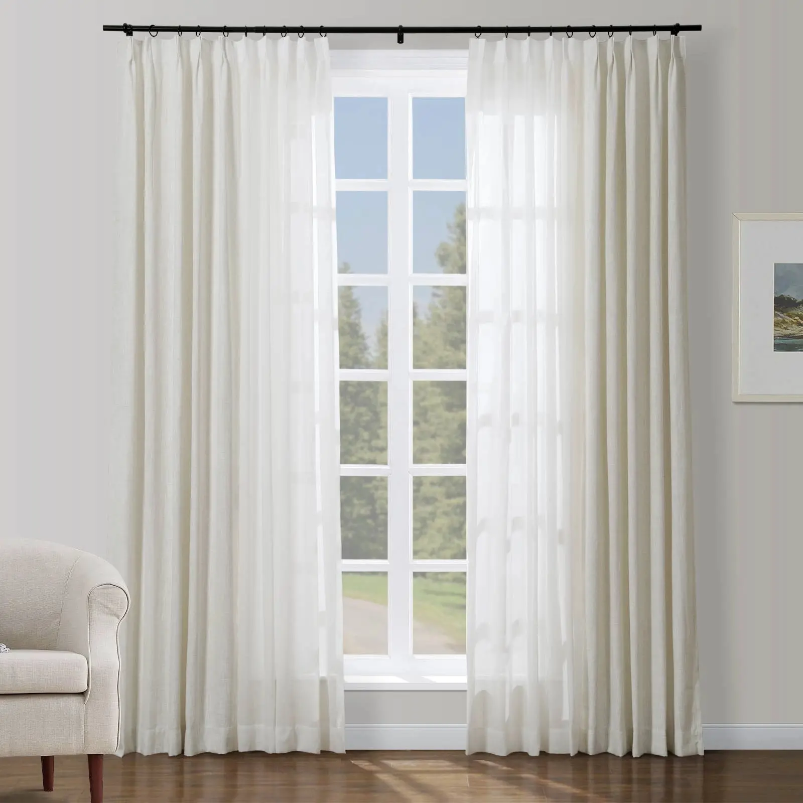 Cady Linen–Sheer Patchwork Drapery Pleated (Sold per Pair) - Image 13