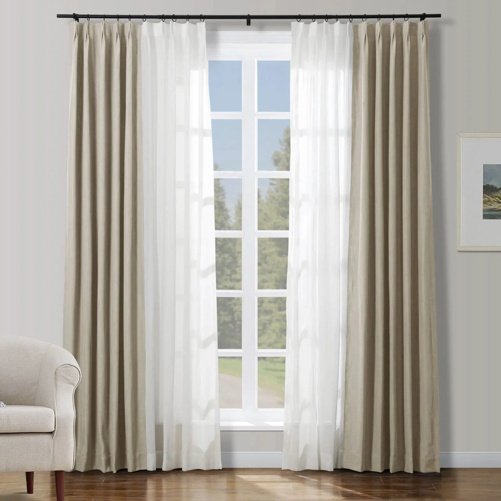 Cady Linen–Sheer Patchwork Drapery Pleated (Sold per Pair) - Image 14