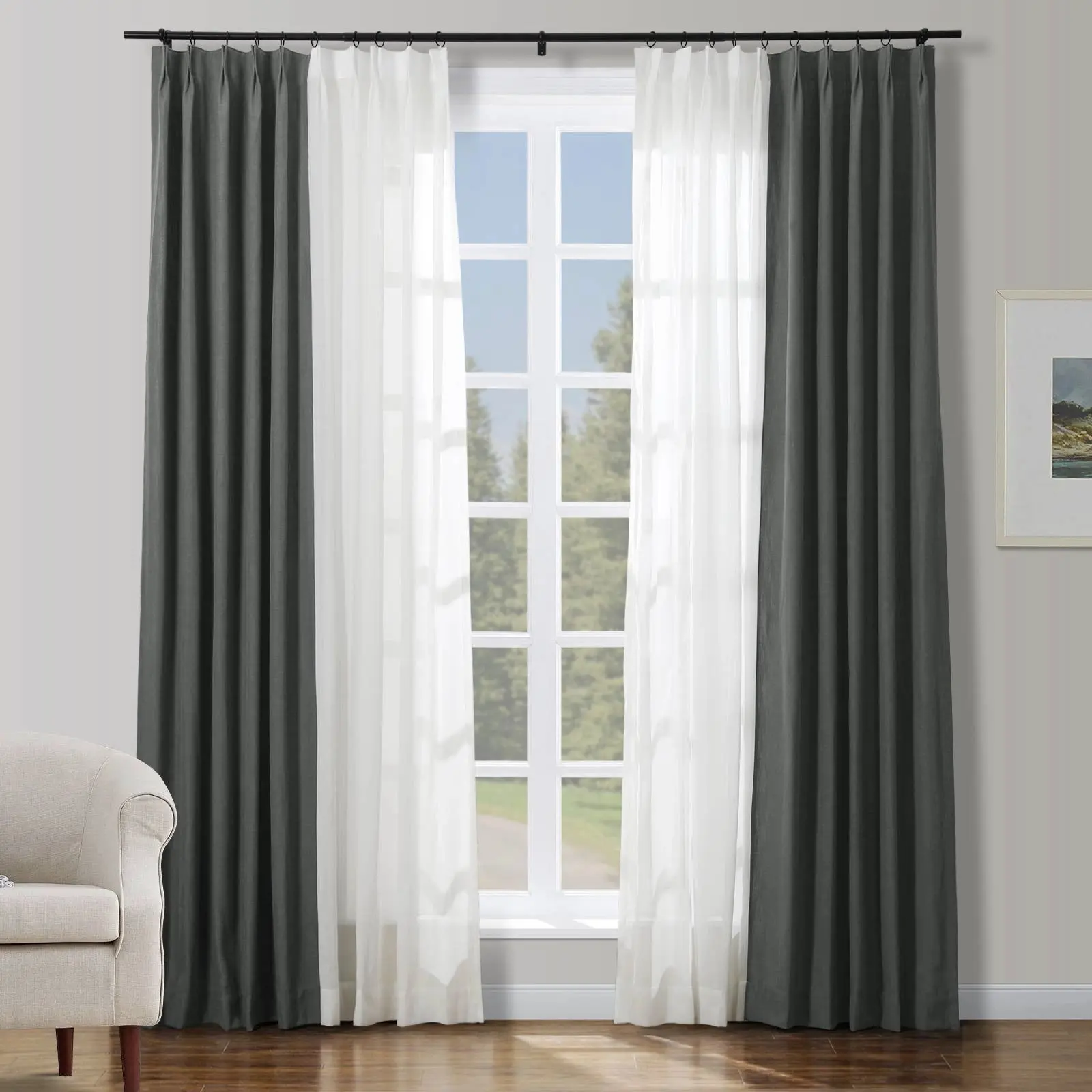 Cady Linen–Sheer Patchwork Drapery Pleated (Sold per Pair) - Image 15