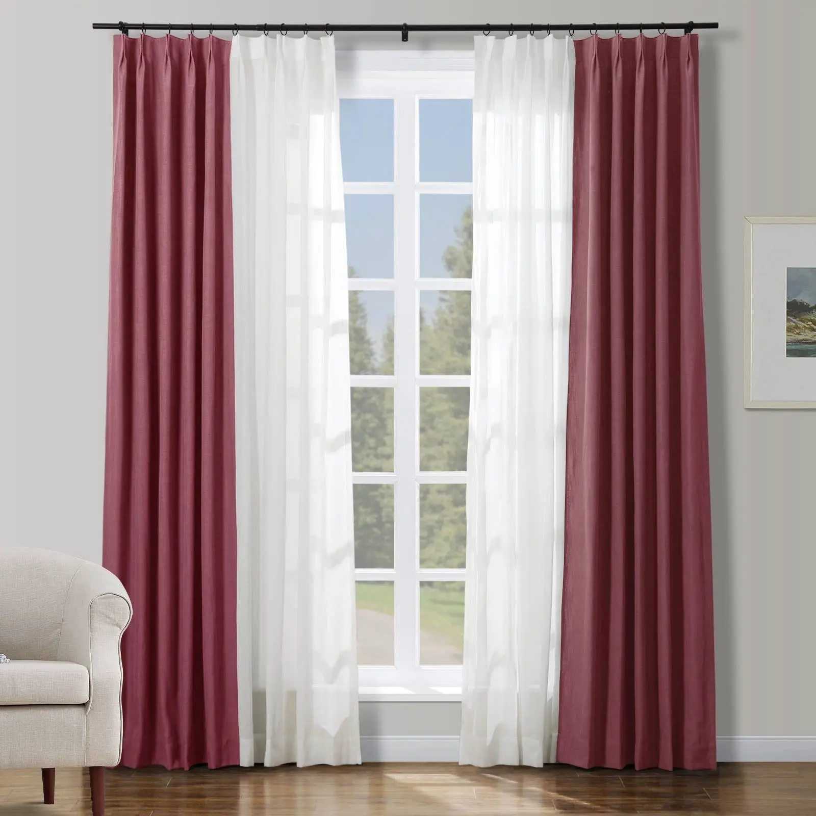 Cady Linen–Sheer Patchwork Drapery Pleated (Sold per Pair) - Image 17