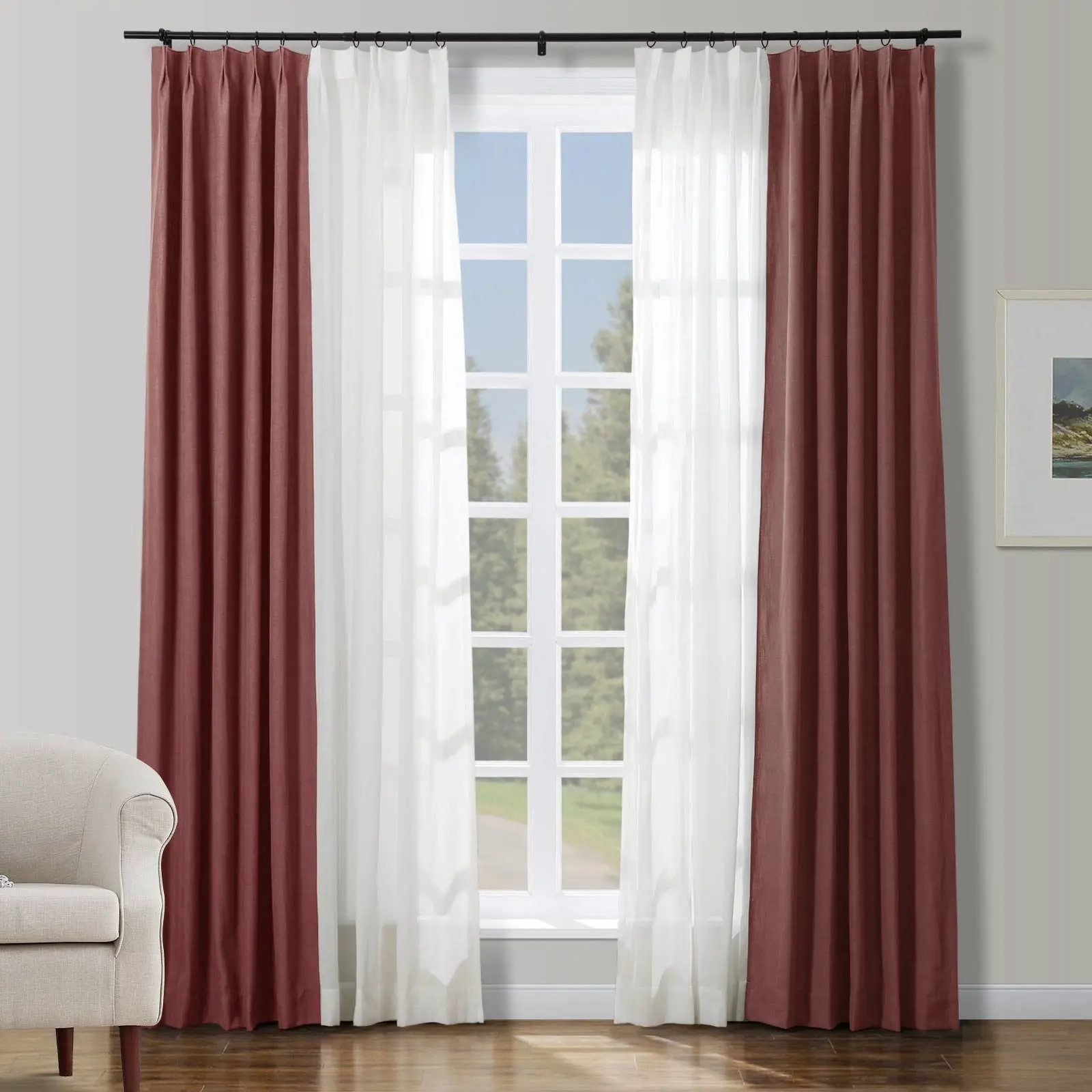 Cady Linen–Sheer Patchwork Drapery Pleated (Sold per Pair) - Image 18