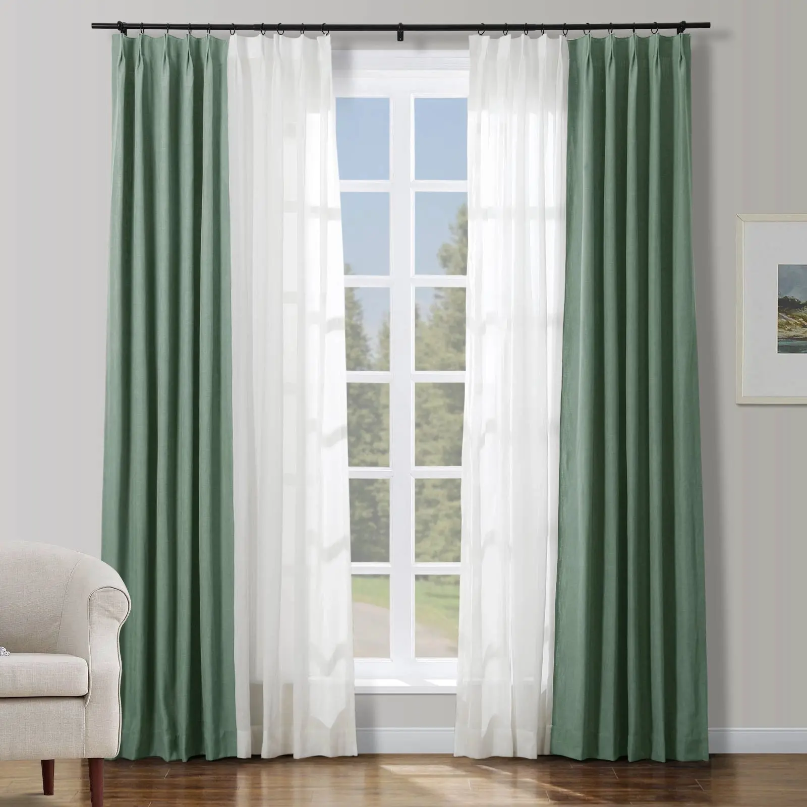 Cady Linen–Sheer Patchwork Drapery Pleated (Sold per Pair) - Image 21
