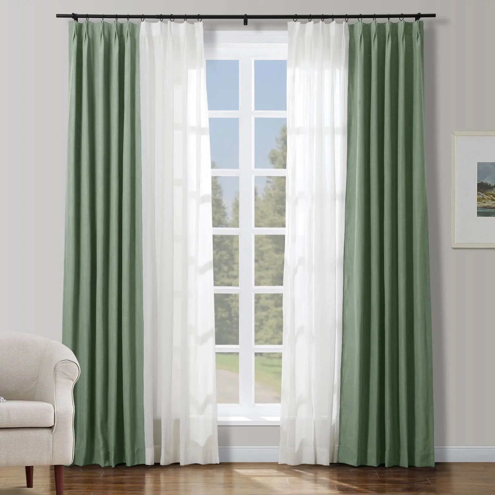 Cady Linen–Sheer Patchwork Drapery Pleated (Sold per Pair) - Image 22