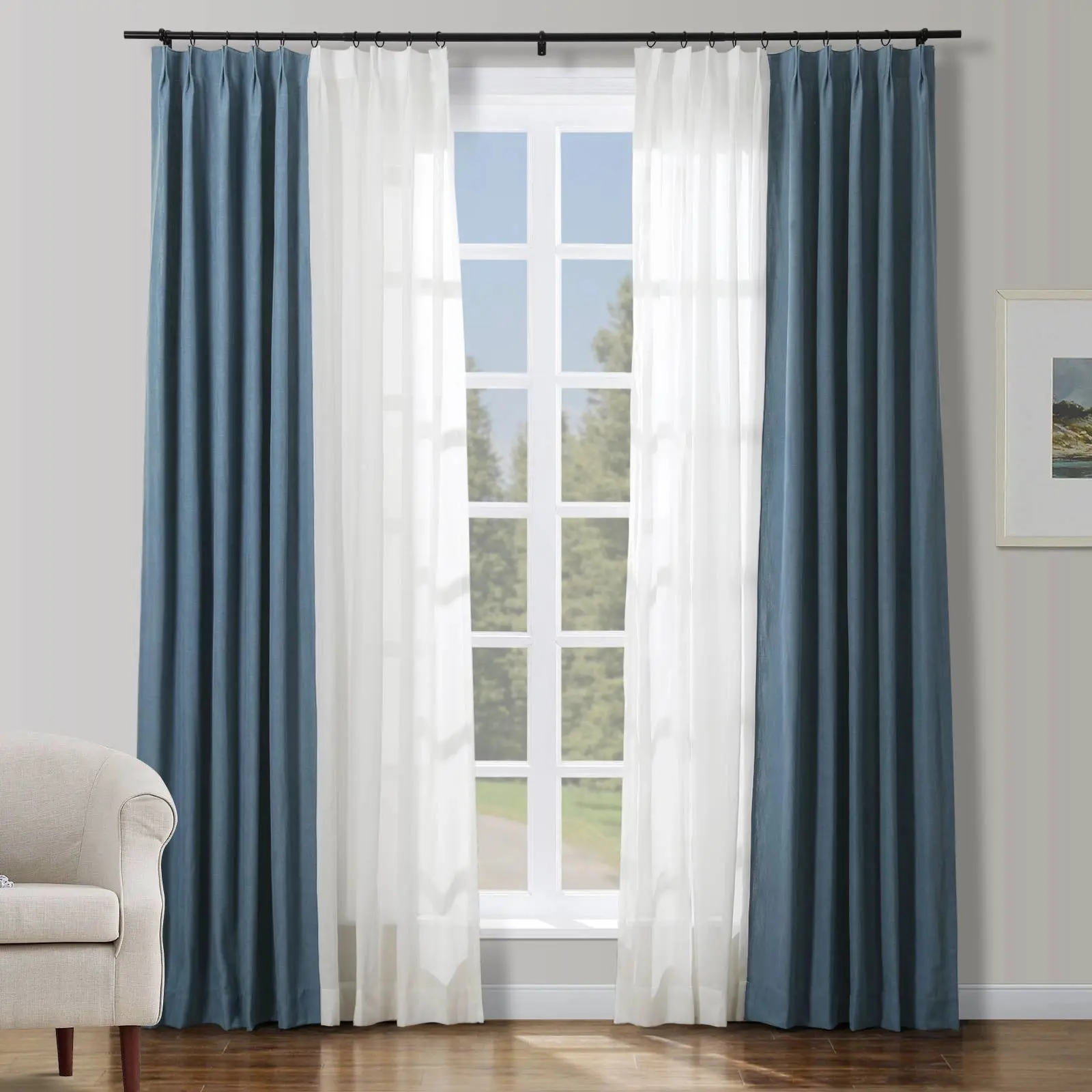 Cady Linen–Sheer Patchwork Drapery Pleated (Sold per Pair) - Image 23