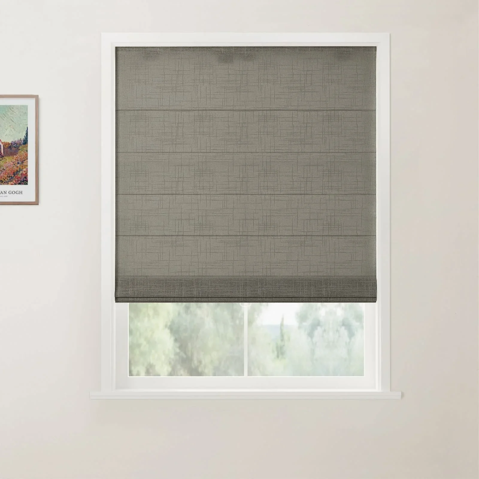 Ian Linen Back Slat Roman Shades Cordless - Image 15