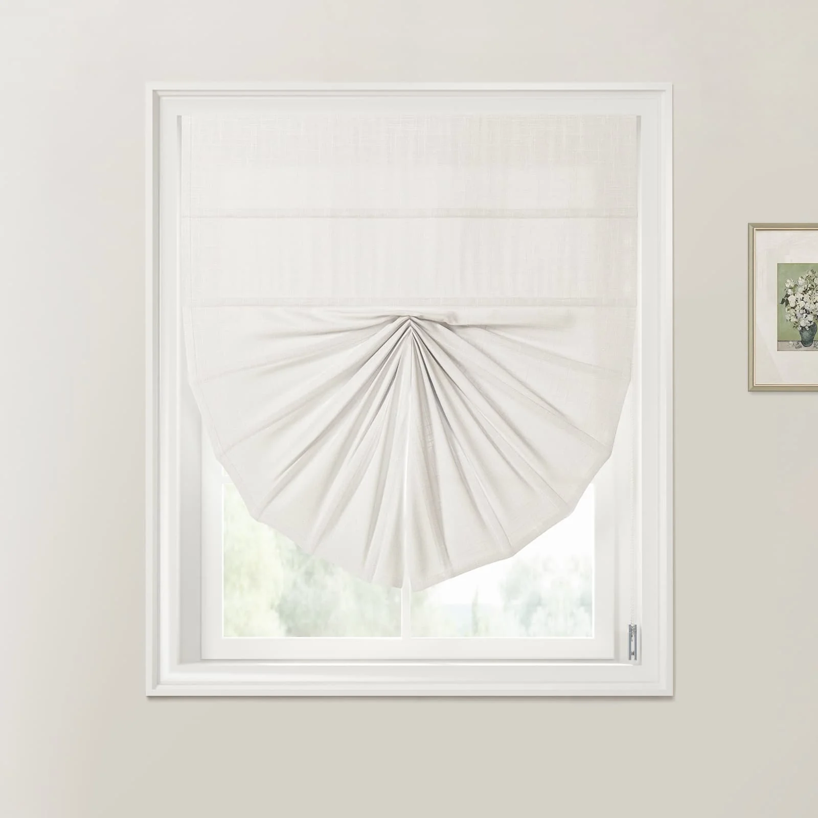 Ian Linen Fan Roman Shades Cord Lift - Image 12