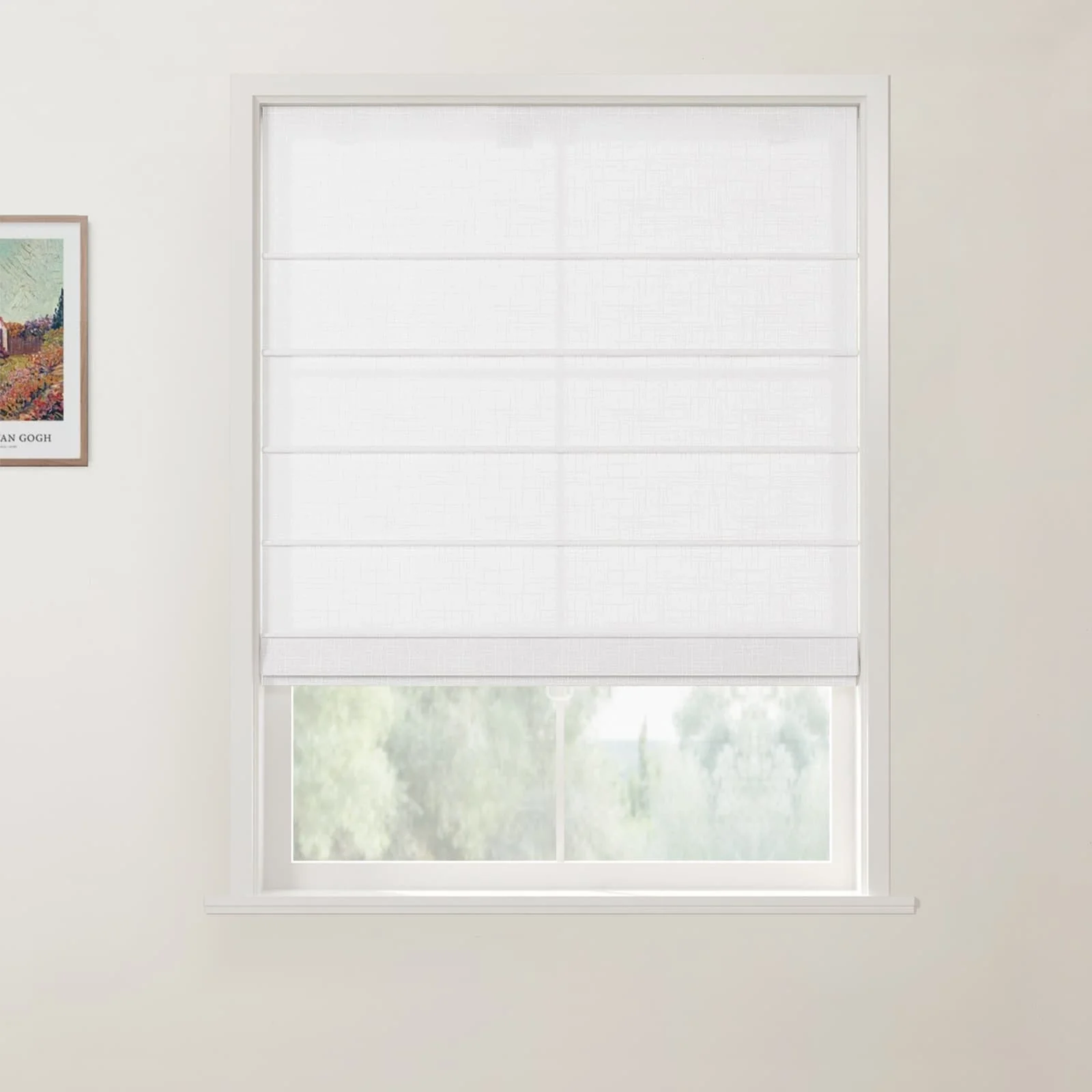 Ian Linen Front Slat Roman Shade Cordless - Image 12