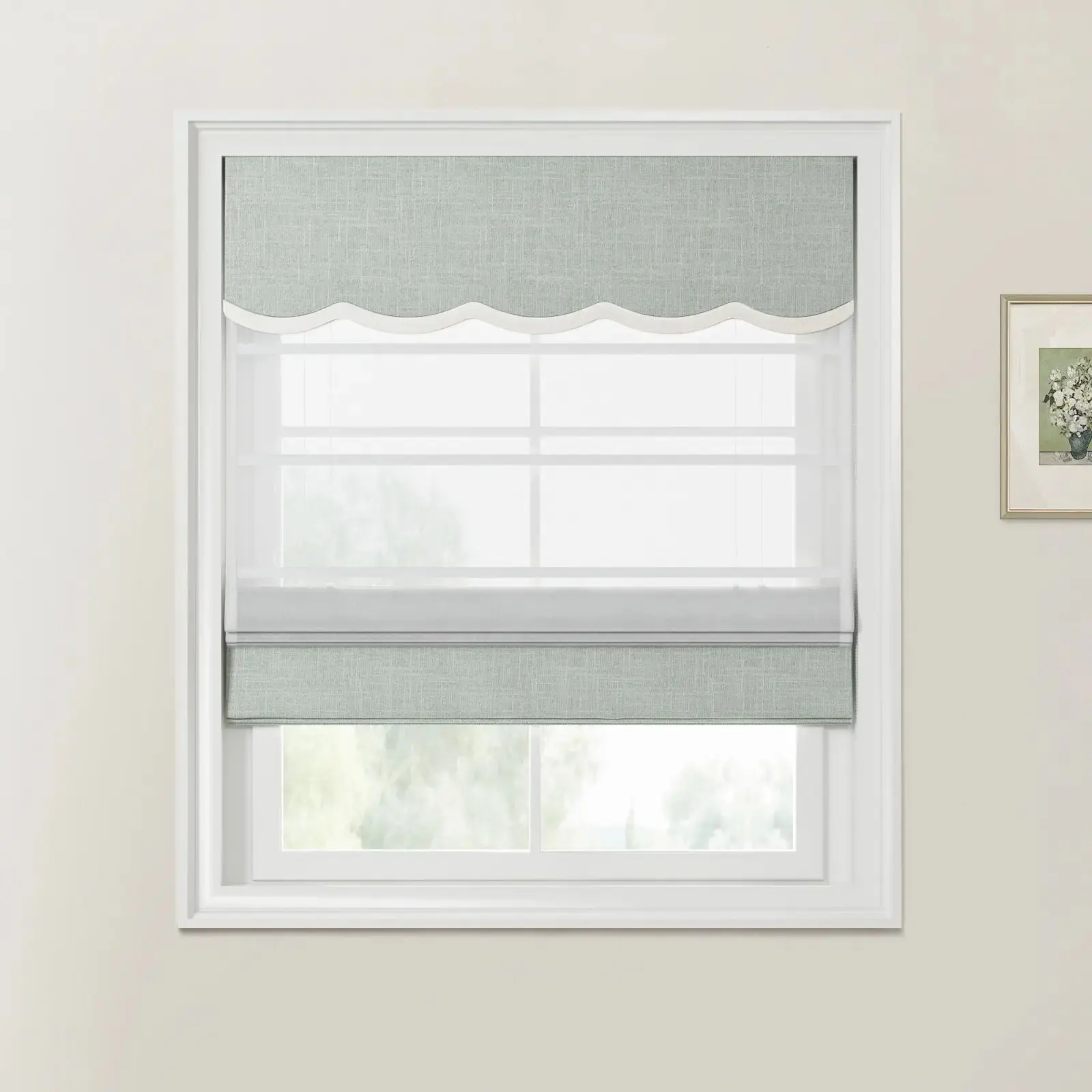 Ian Linen Valanced Day Night Roman Shade Cord Lift - Image 17
