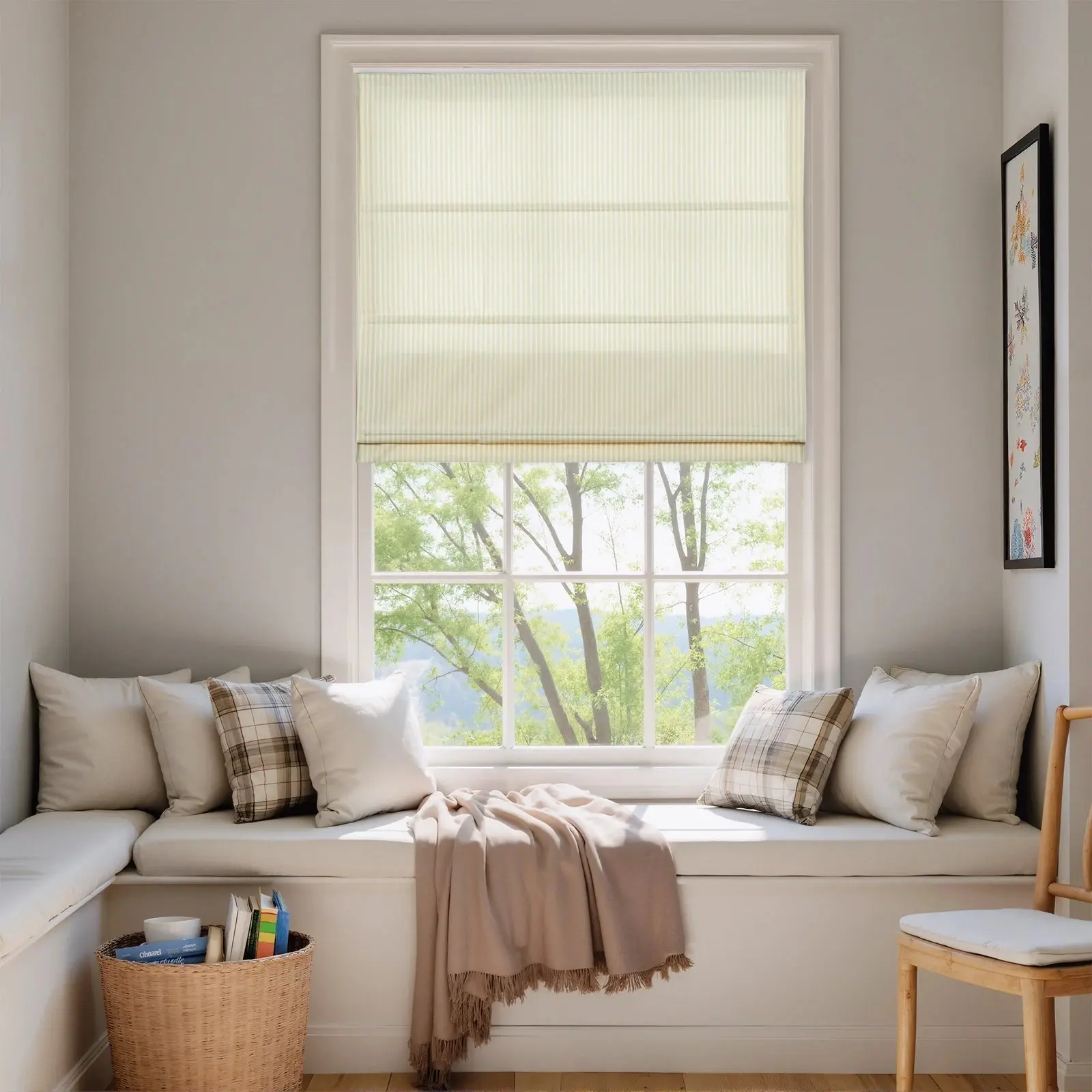 Jana Cordless Roman Shades 100% Cotton Striped - Image 25