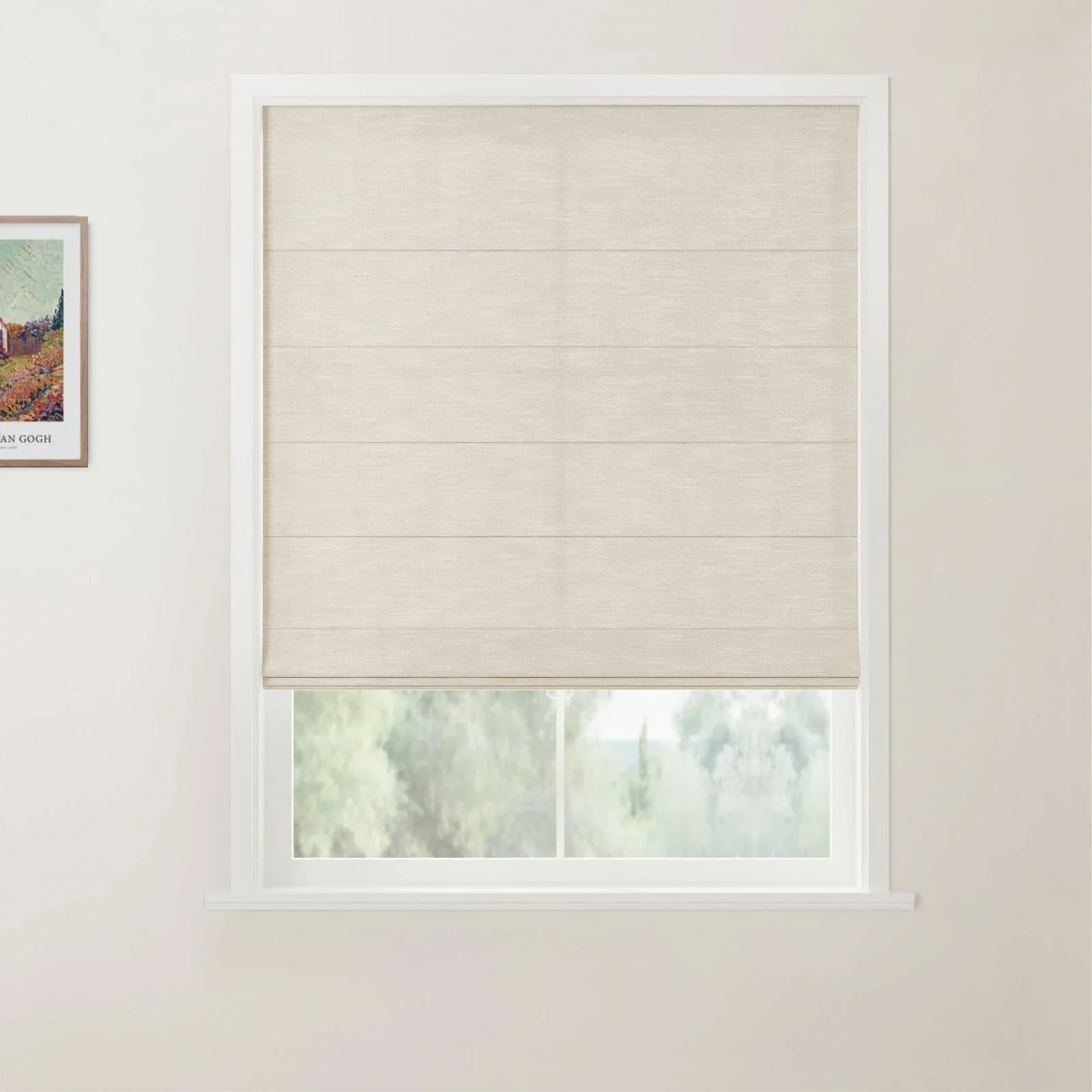 TWOPAGES Jawara Linen Cotton Back Slat Roman Shades Cordless - Image 3