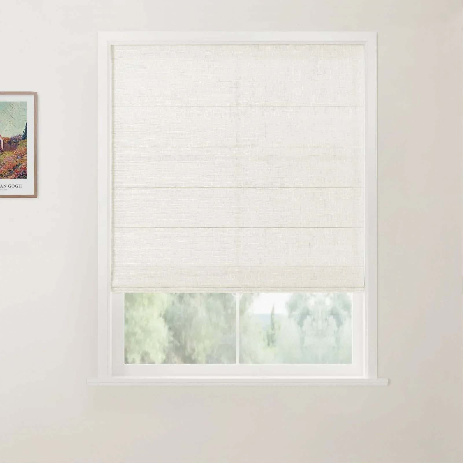 TWOPAGES Jawara Linen Cotton Back Slat Roman Shades Cordless - Image 7