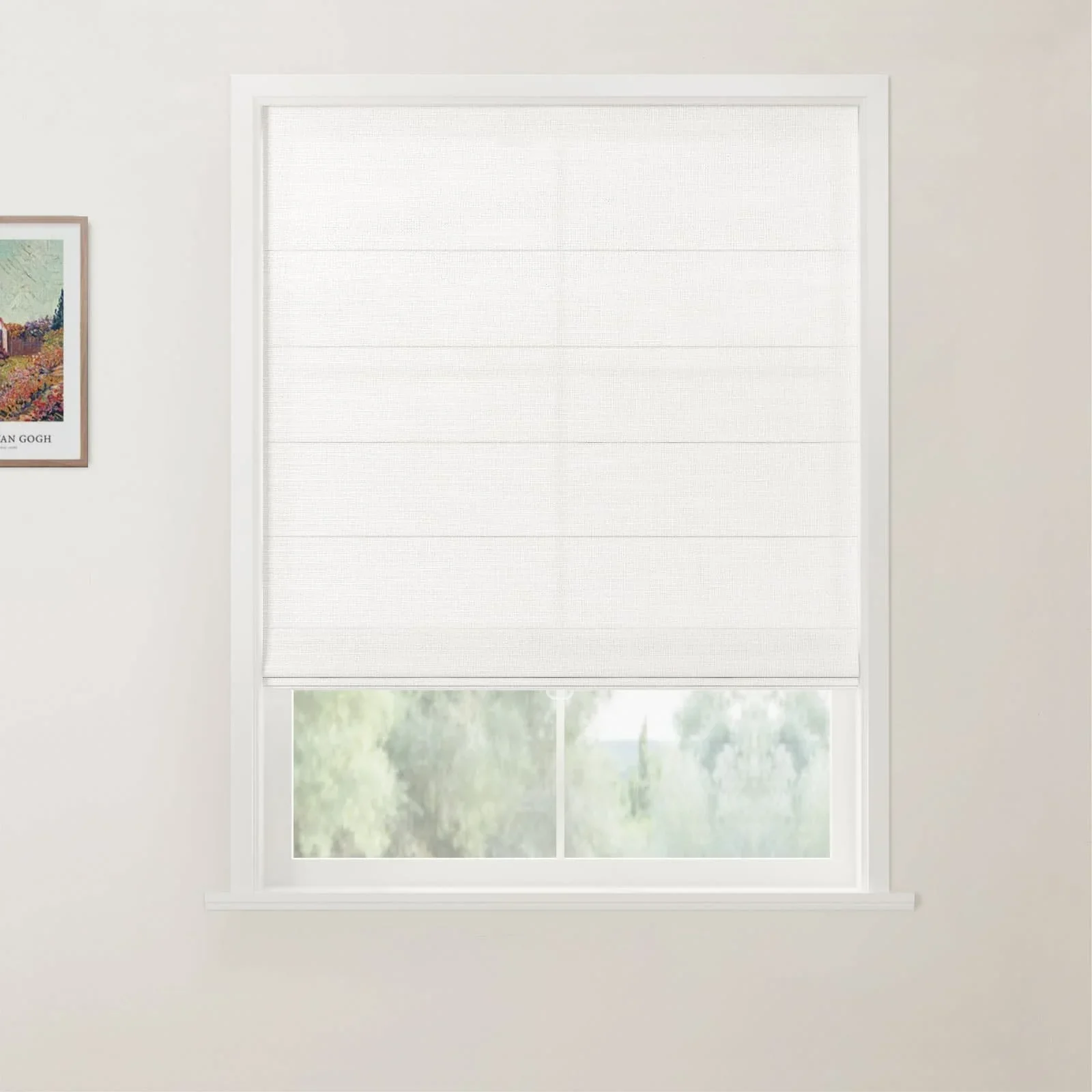 TWOPAGES Jawara Linen Cotton Back Slat Roman Shades Cordless - Image 8