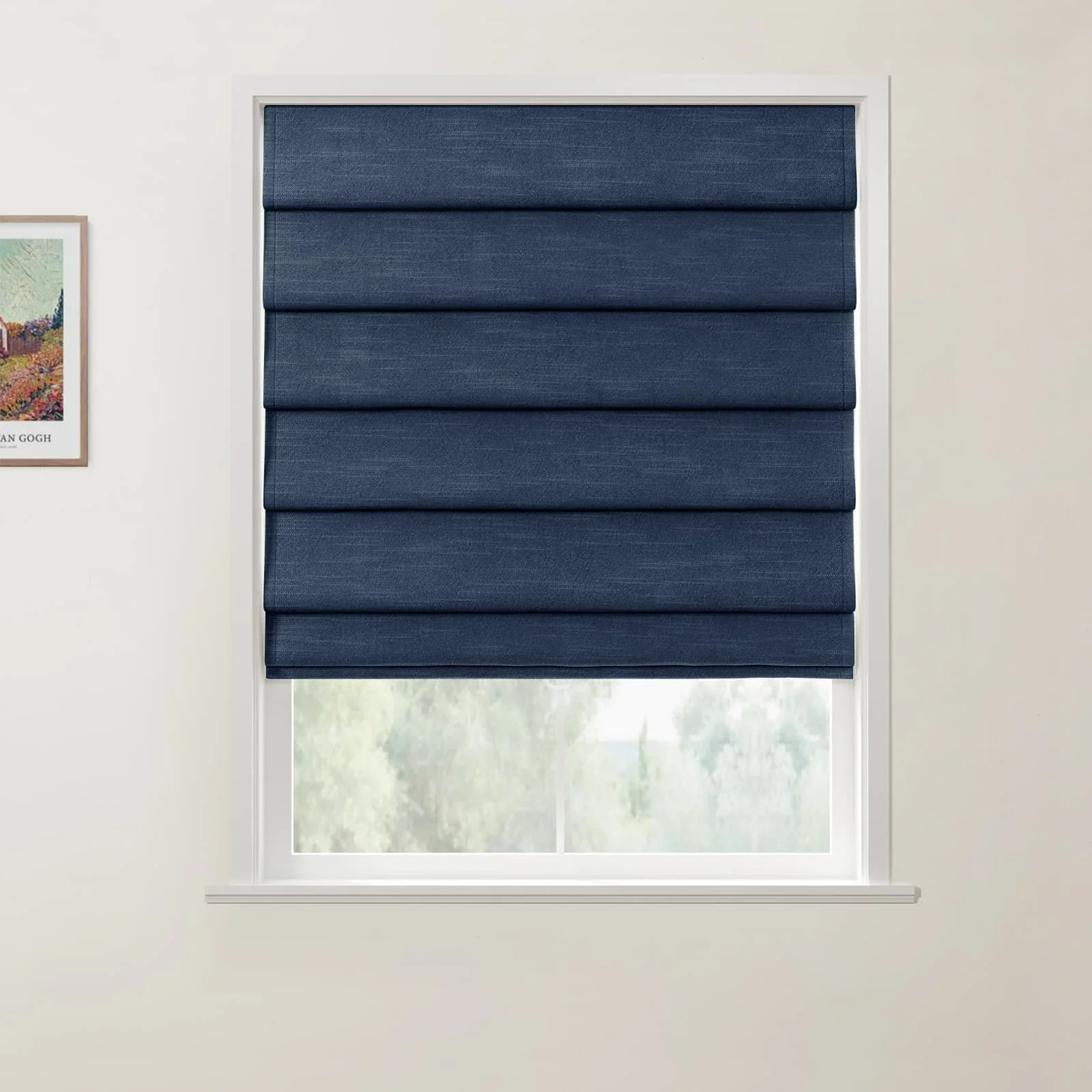 Jawara Linen Cotton Deco Fold Roman Shade Cordless - Image 15