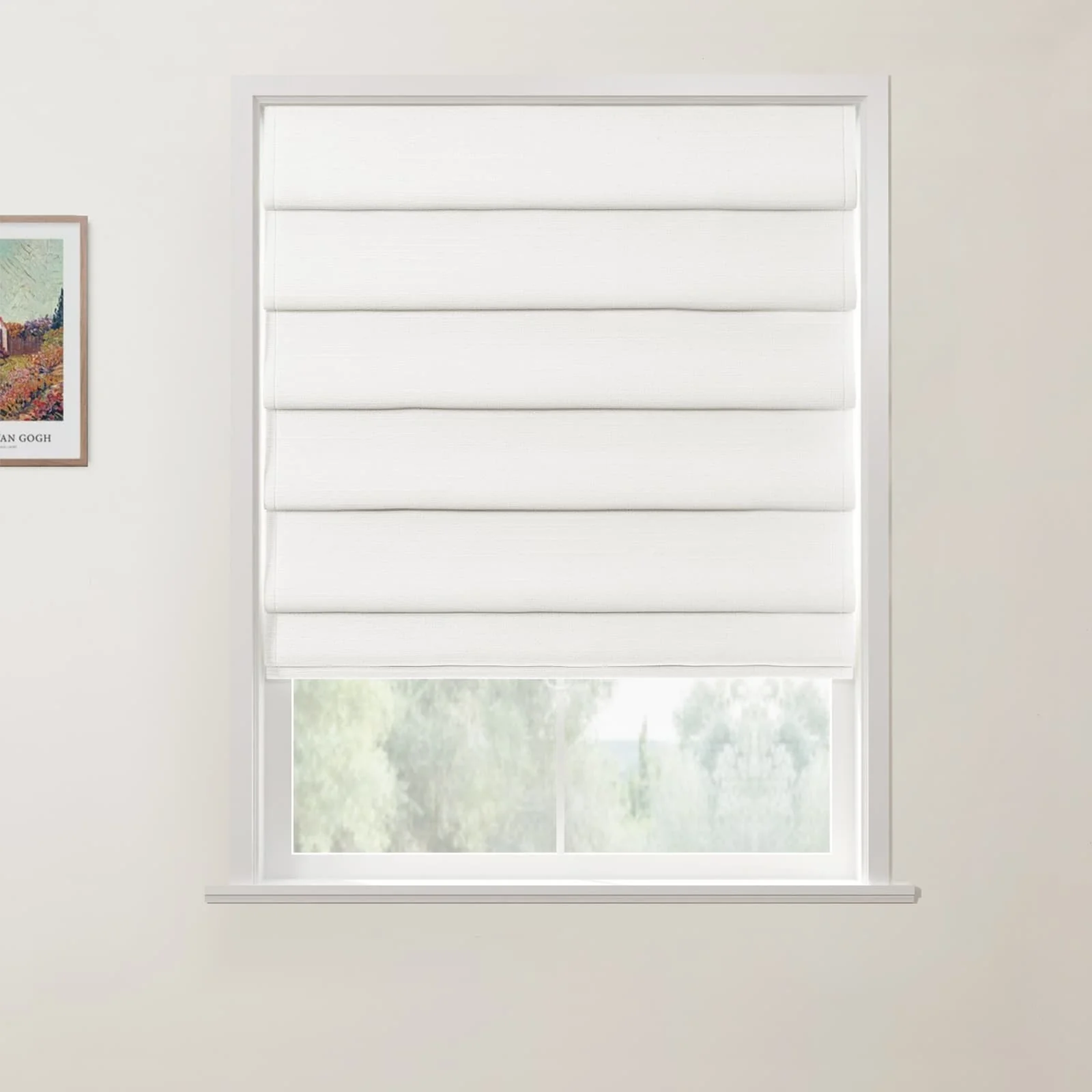 Jawara Linen Cotton Deco Fold Roman Shade Cordless - Image 9