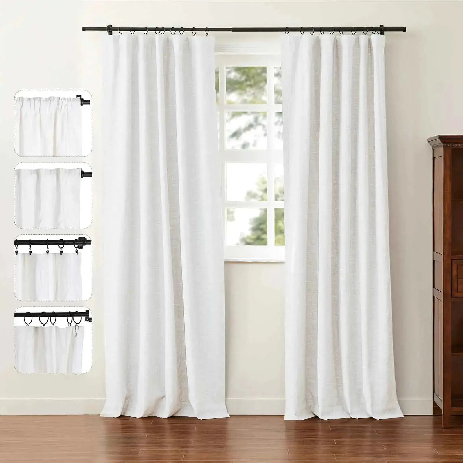 Jawara Linen Cotton Blackout Curtain in Multiway 4-in-1 Header - Image 4