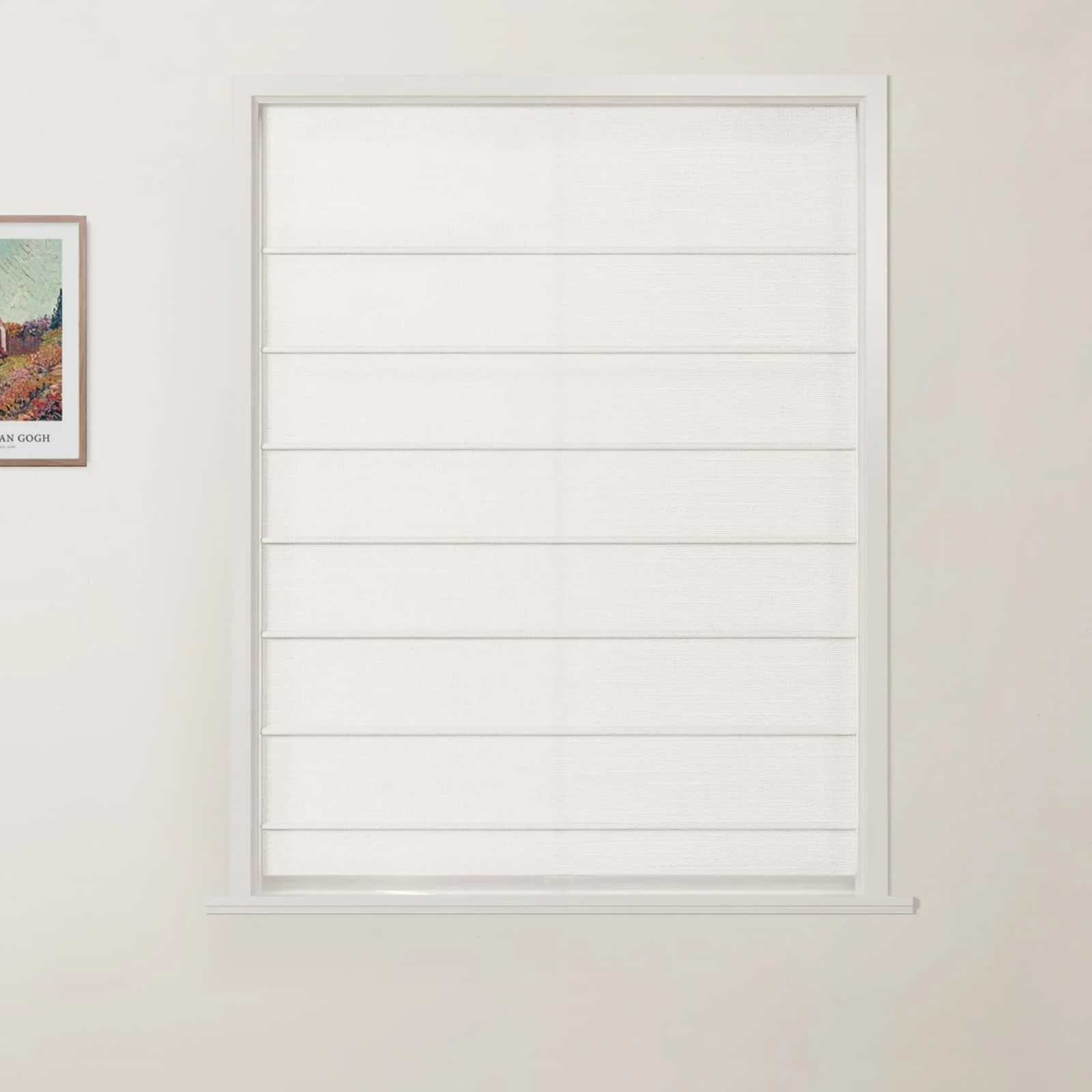 Jawara Linen Cotton Front Slat Roman Shade Cordless