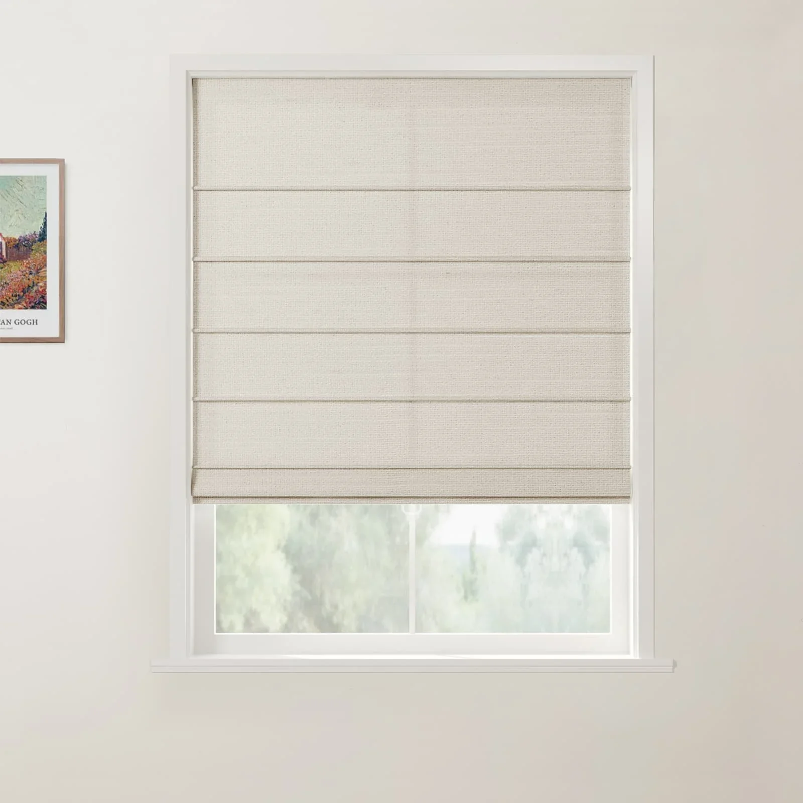 Jawara Linen Cotton Front Slat Roman Shade Cordless - Image 12