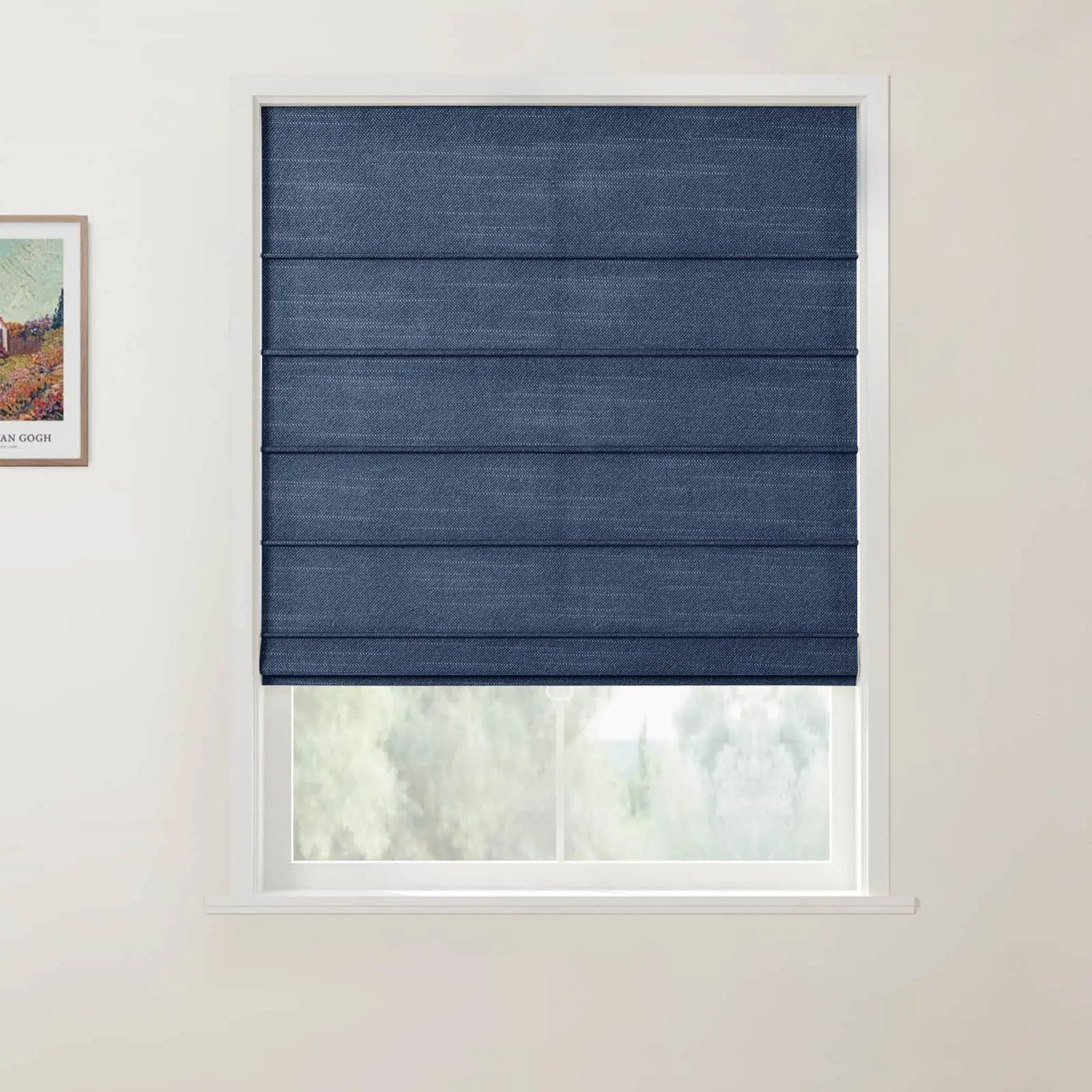 Jawara Linen Cotton Front Slat Roman Shade Cordless - Image 15