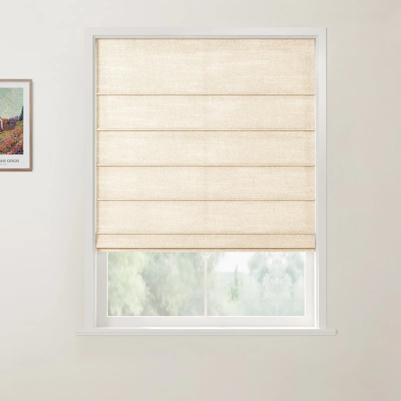 Jawara Linen Cotton Front Slat Roman Shade Cordless - Image 16