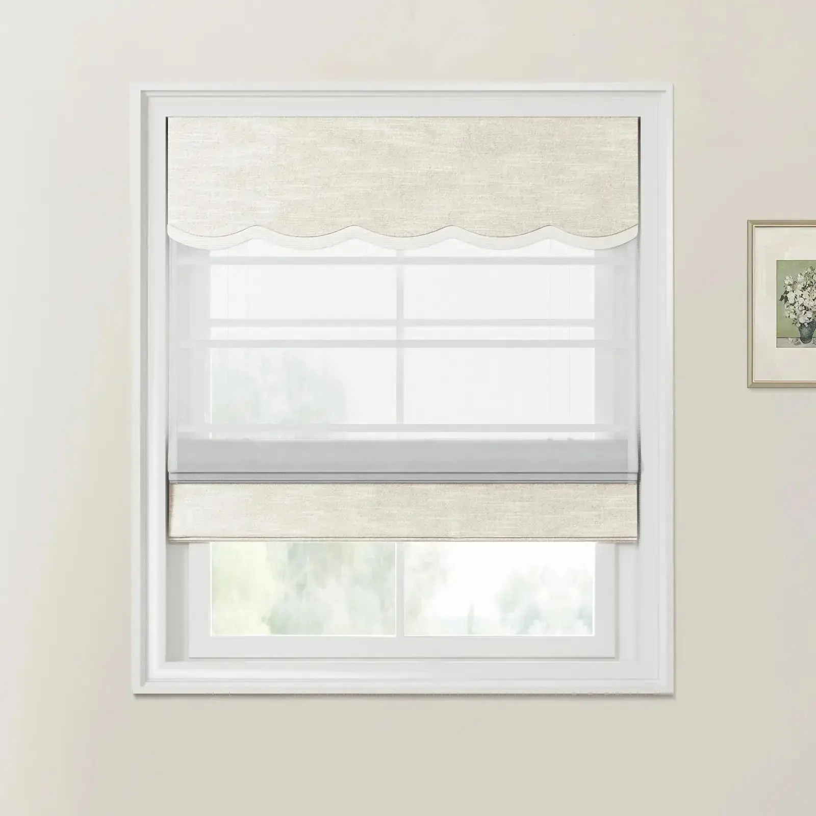 Custom Valanced Day Night Roman Shade Cord Lift - Image 30