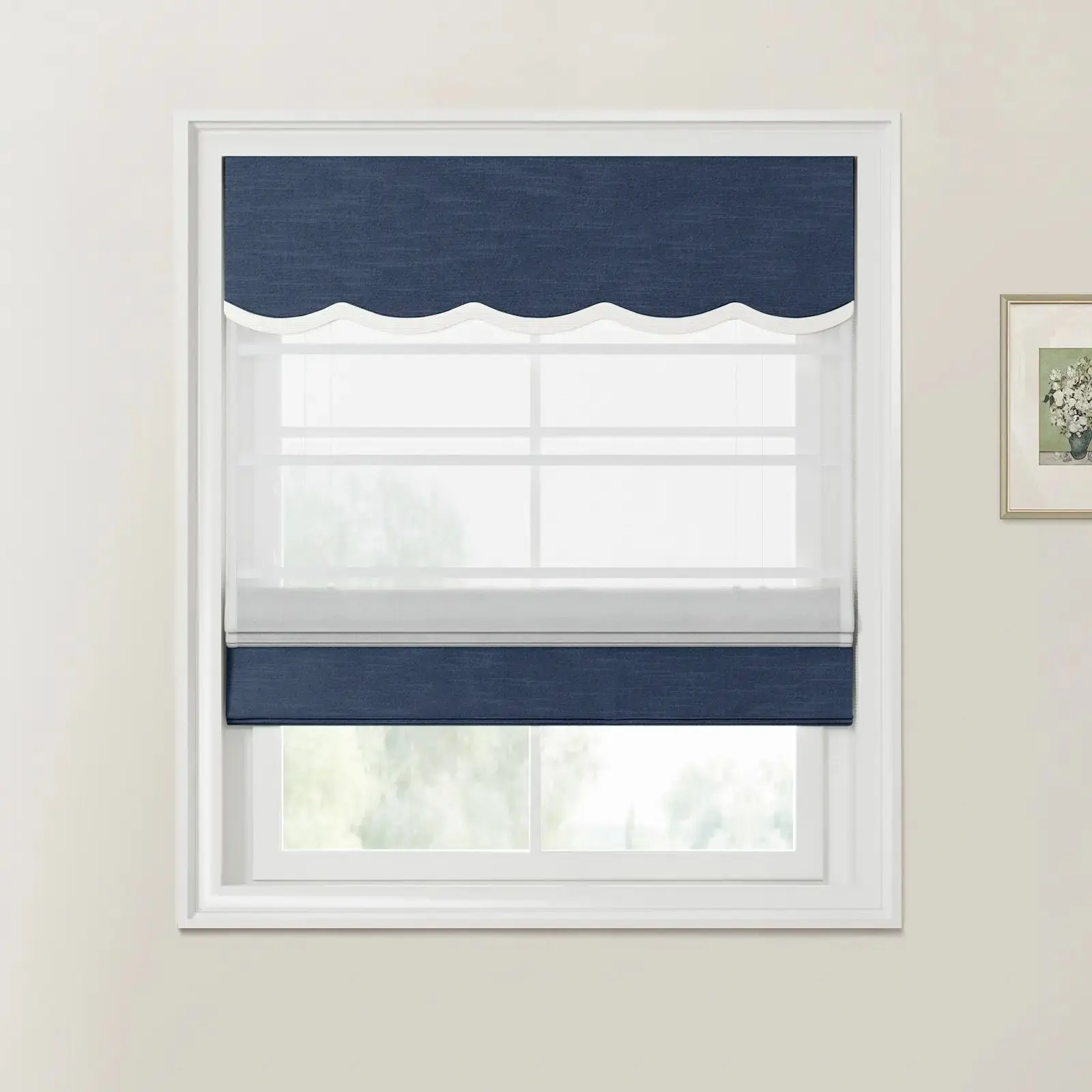 Jawara Linen Cotton Valanced Day Night Roman Shade Cord Lift - Image 23