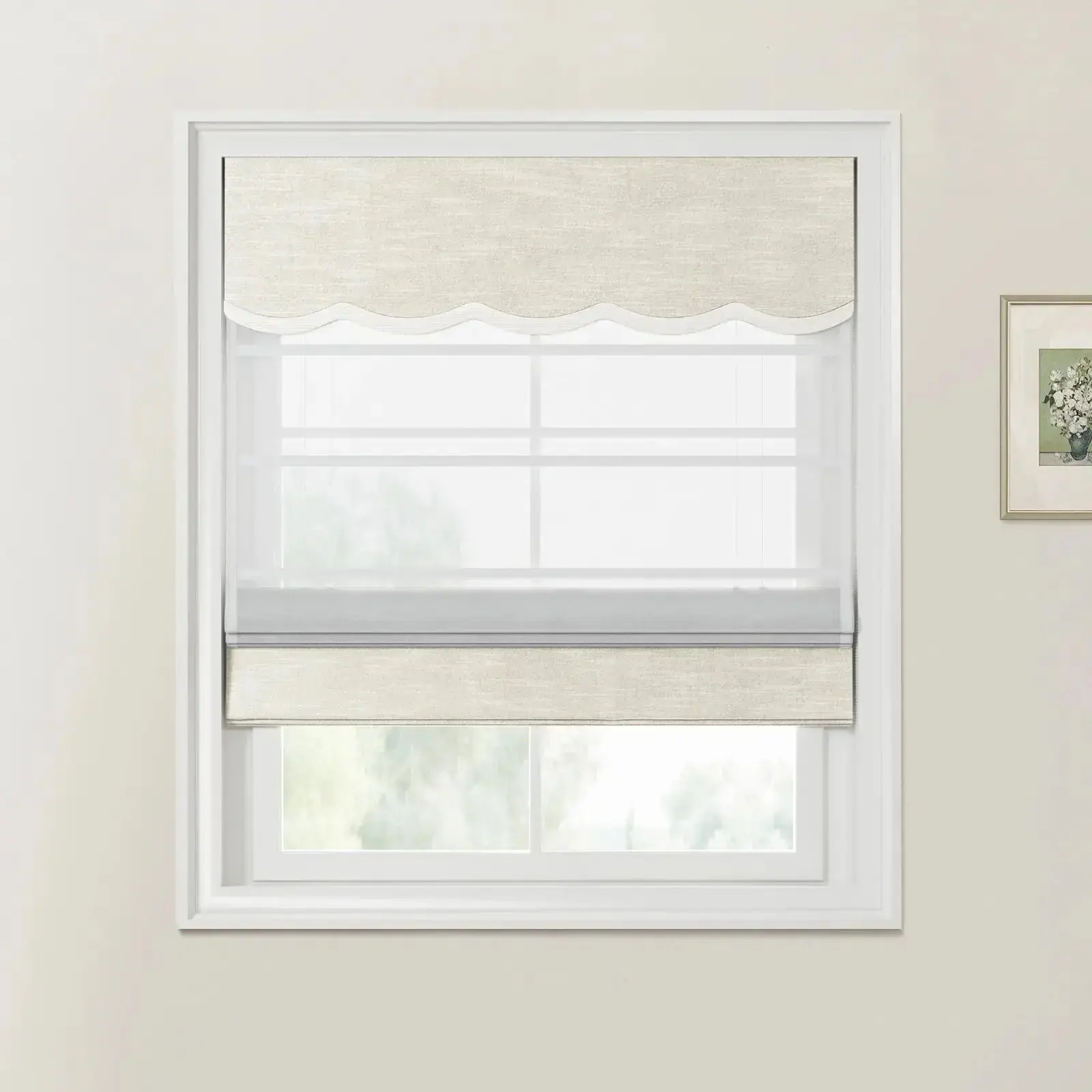 Custom Valanced Day Night Roman Shade Cord Lift - Image 38