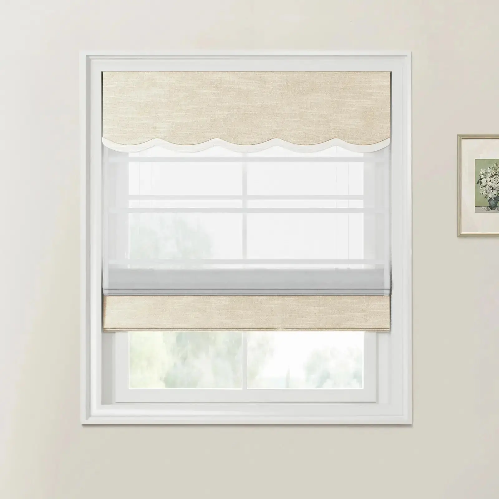 Custom Valanced Day Night Roman Shade Cord Lift - Image 42