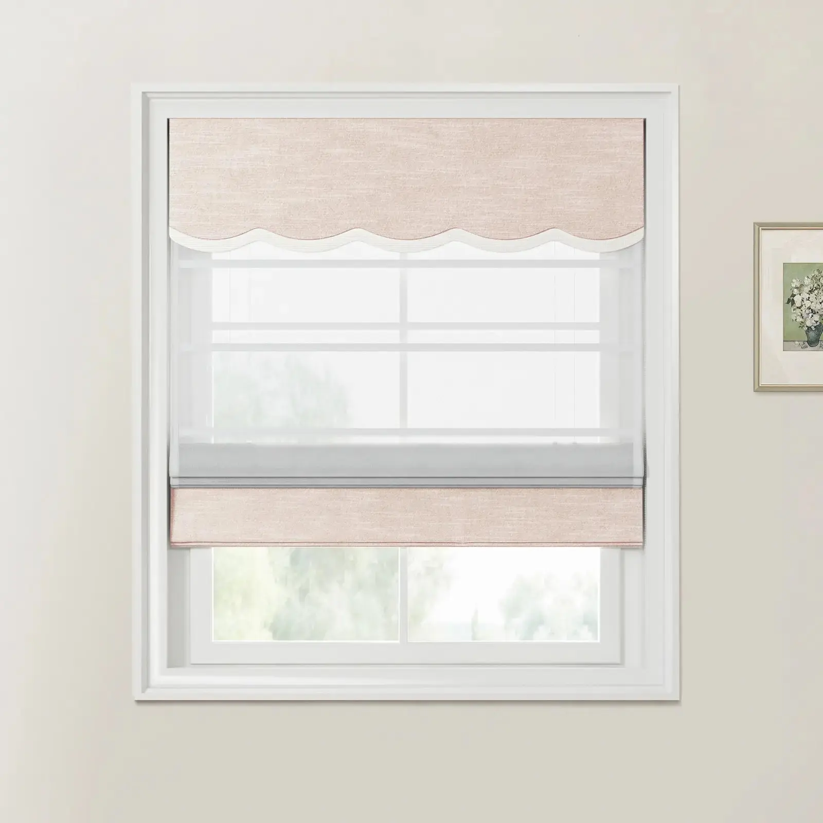Jawara Linen Cotton Valanced Day Night Roman Shade Cord Lift - Image 53