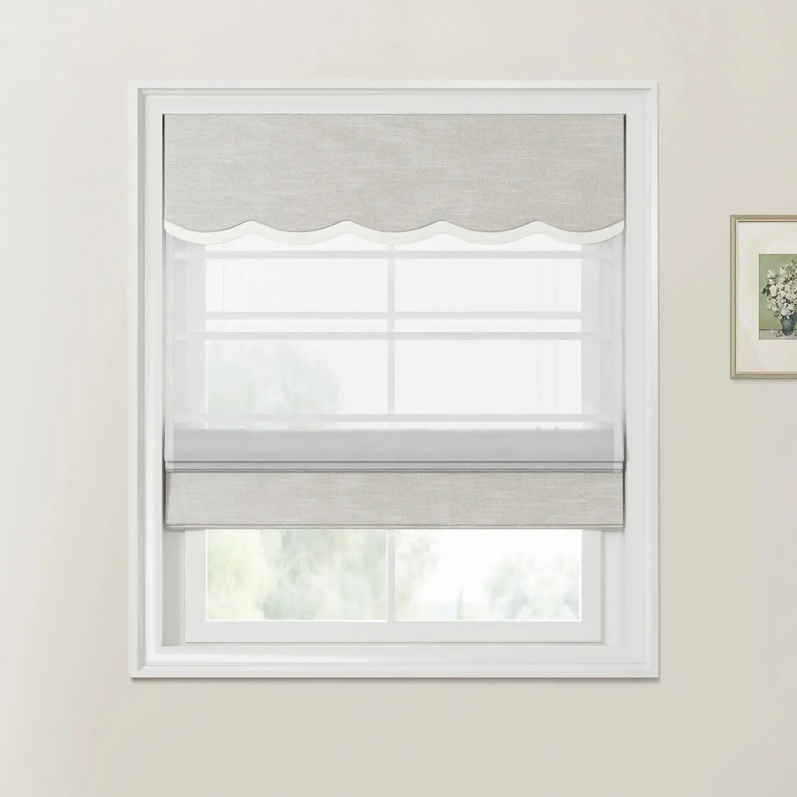 Jawara Linen Cotton Valanced Day Night Roman Shade Cord Lift - Image 65