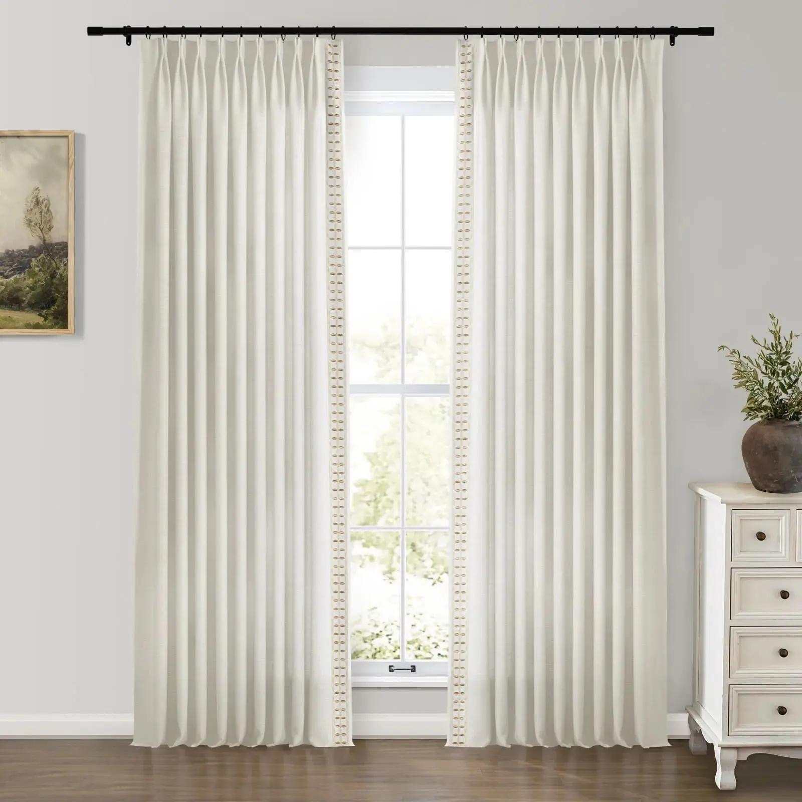 Jawara Luxury Linen Cotton Curtains with Border Trim (Sold per Pair) - Image 10