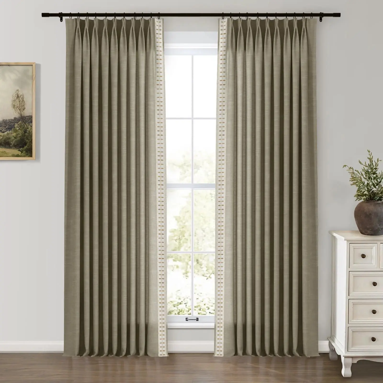 Jawara Luxury Linen Cotton Curtains with Border Trim (Sold per Pair) - Image 12