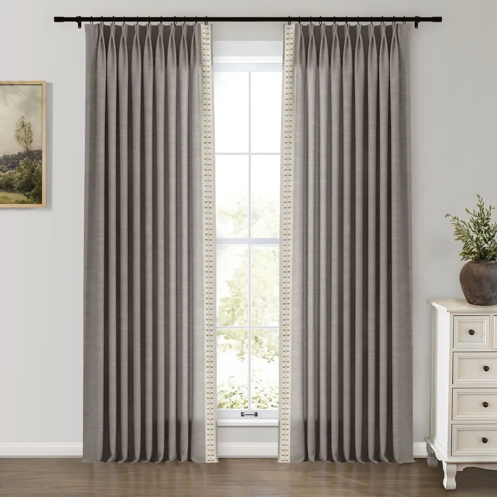 Jawara Luxury Linen Cotton Curtains with Border Trim (Sold per Pair) - Image 13