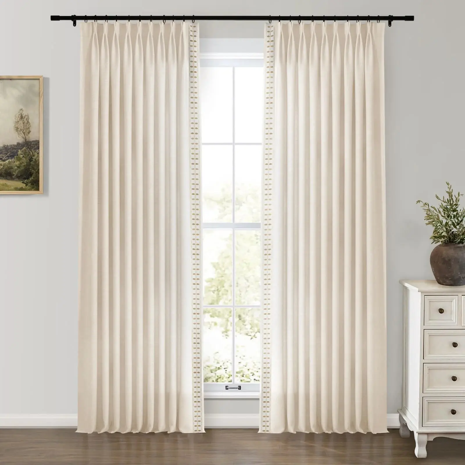 Jawara Luxury Linen Cotton Curtains with Border Trim (Sold per Pair) - Image 16