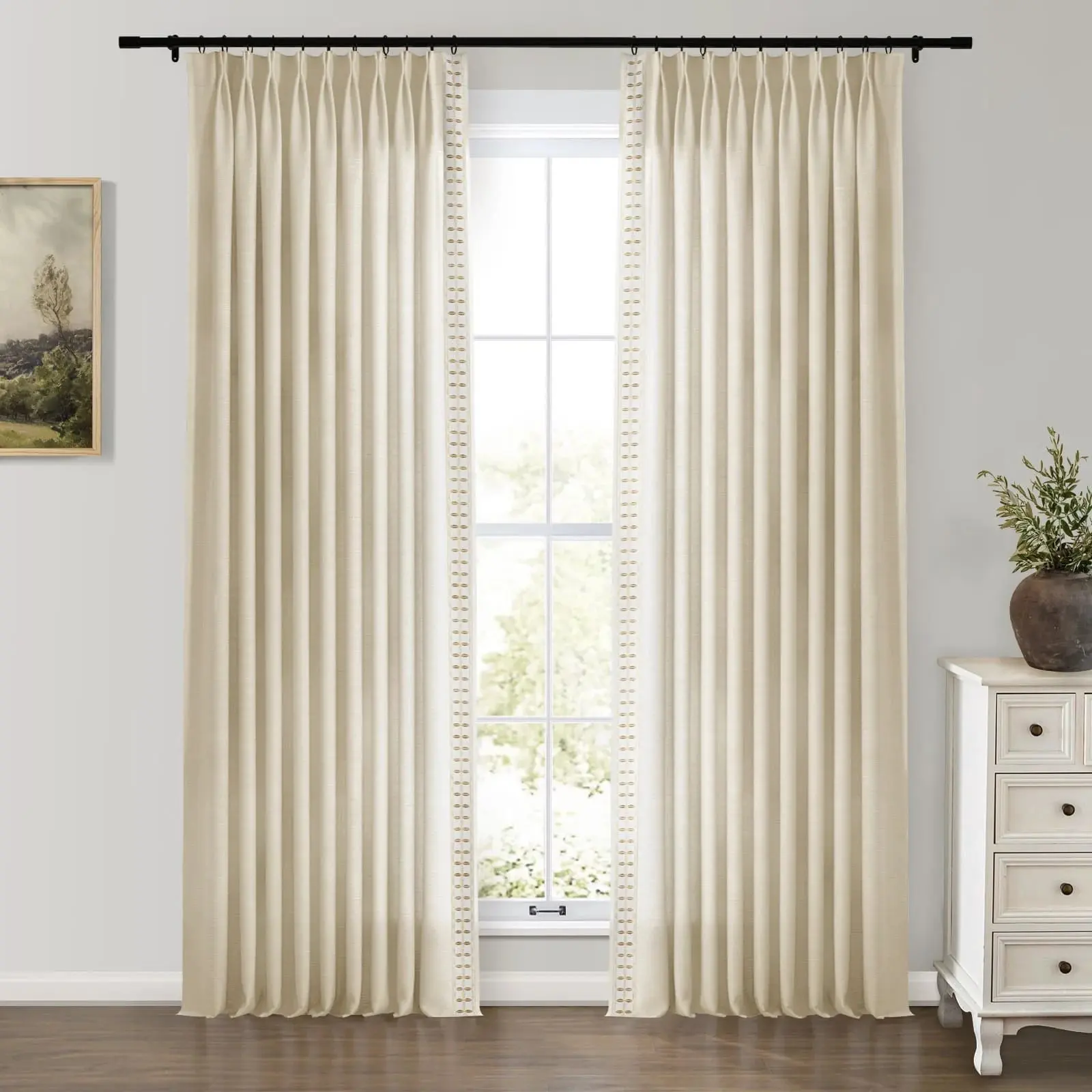 Jawara Luxury Linen Cotton Curtains with Border Trim (Sold per Pair) - Image 17